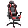 Voir la diapositive 1 : HOMCOM Chaise de bureau gaming style baquet racing pivotant inclinable réglable avec coussins repose-pieds synthétique noir rouge