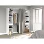 Voir la diapositive 3 : EKIPA Kit dressing ARTIC avec rideau - Décor Blanc - 2 colonnes + 2 penderies + 2 tiroirs - L 198 x P 40 x H 203 cm - EKIPA