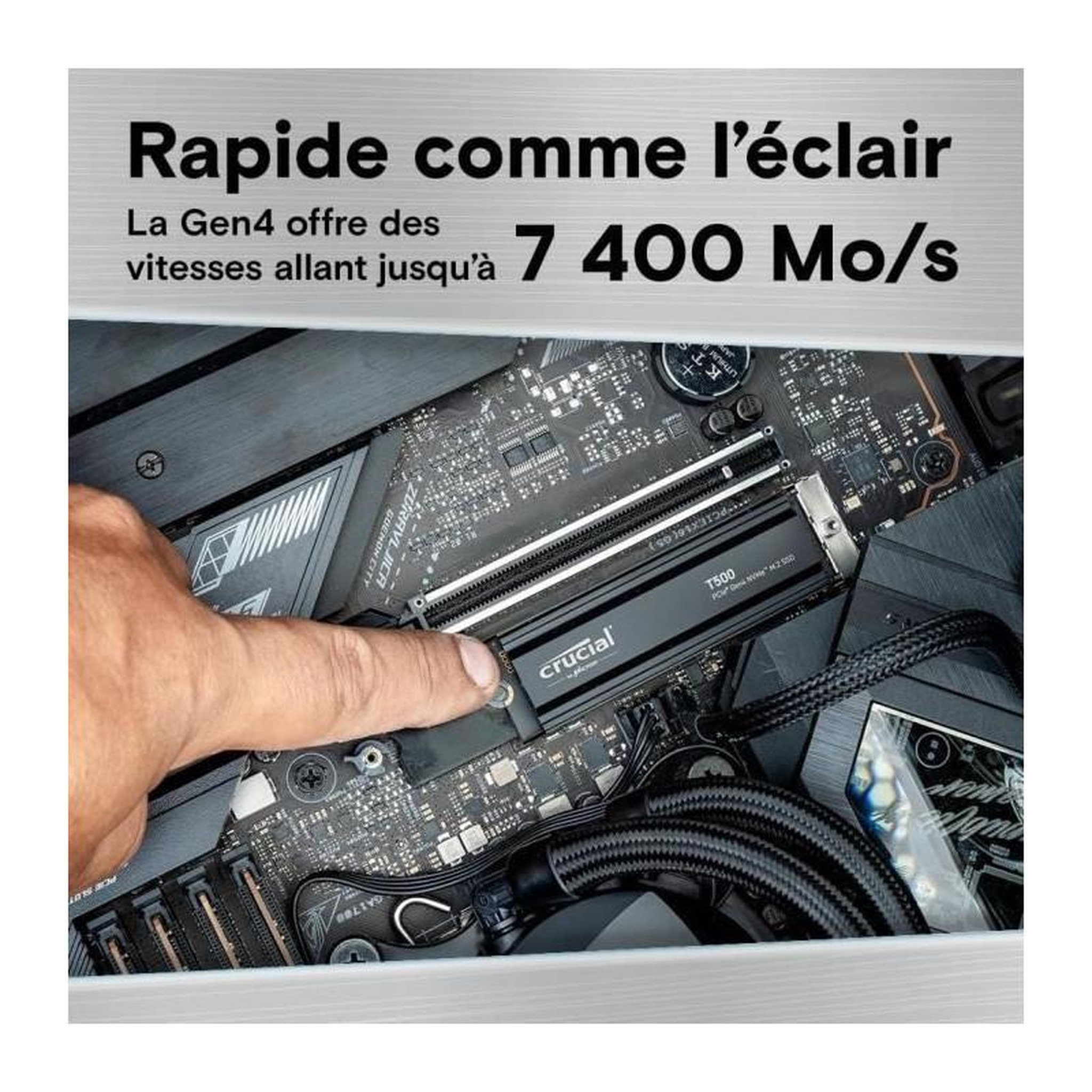 Voir la diapositive 2 : Crucial CRUCIAL - CT2000T500SSD5 - SSD interne - 2To - M.2 - HEATSINK