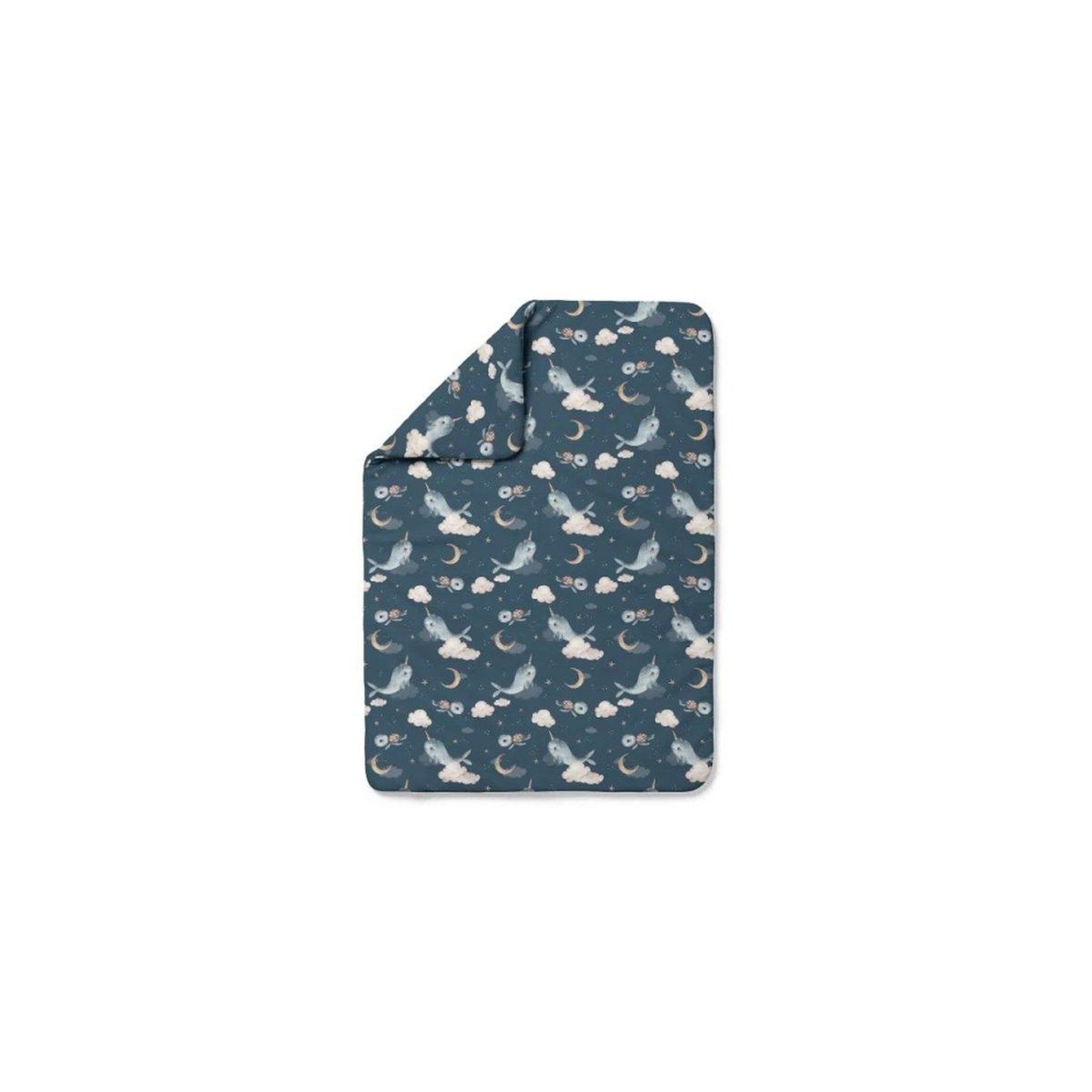 WALDIN Couette bébé 120 × 90 cm - motif baleine, bleu foncé