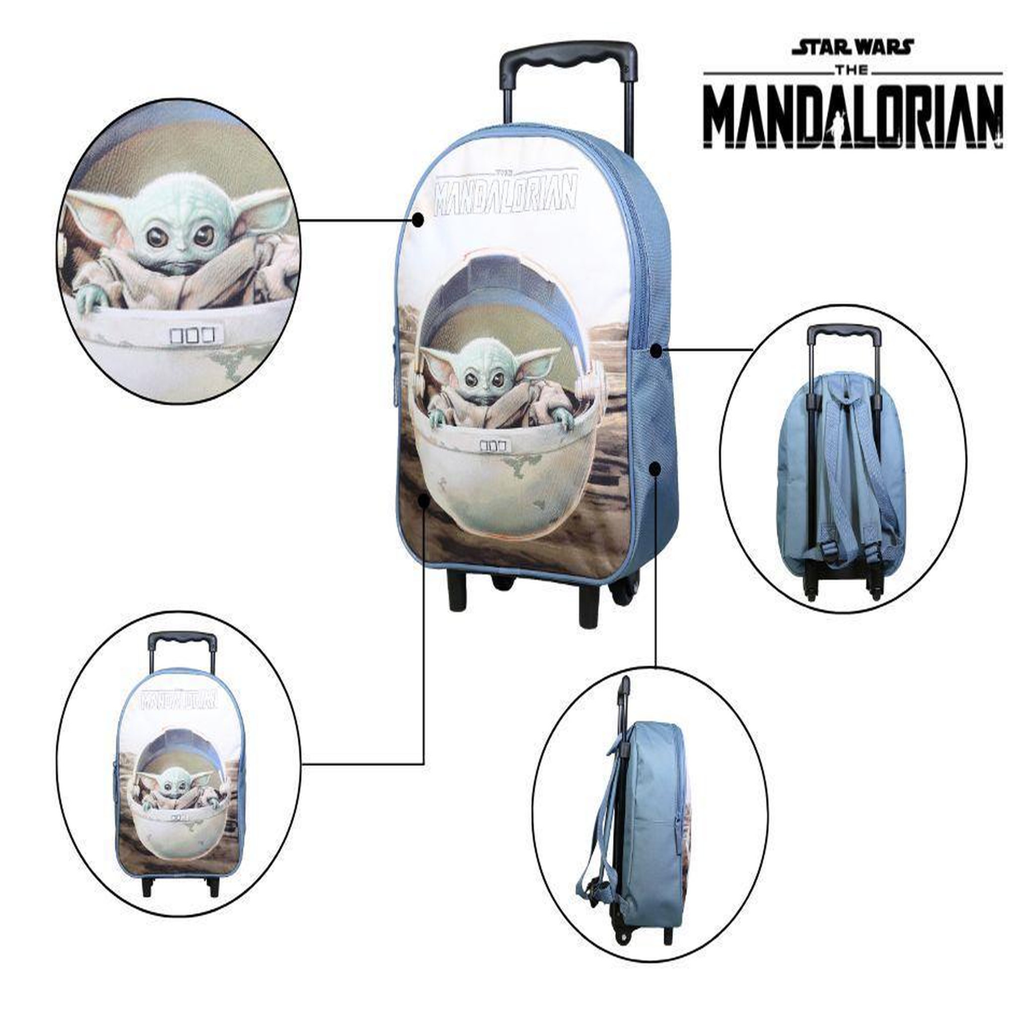 Voir la diapositive 4 : Bagtrotter BAGTROTTER Sac à dos à roulettes 31 cm Disney Star Wars / The Mandalorian Baby Yoda Beige