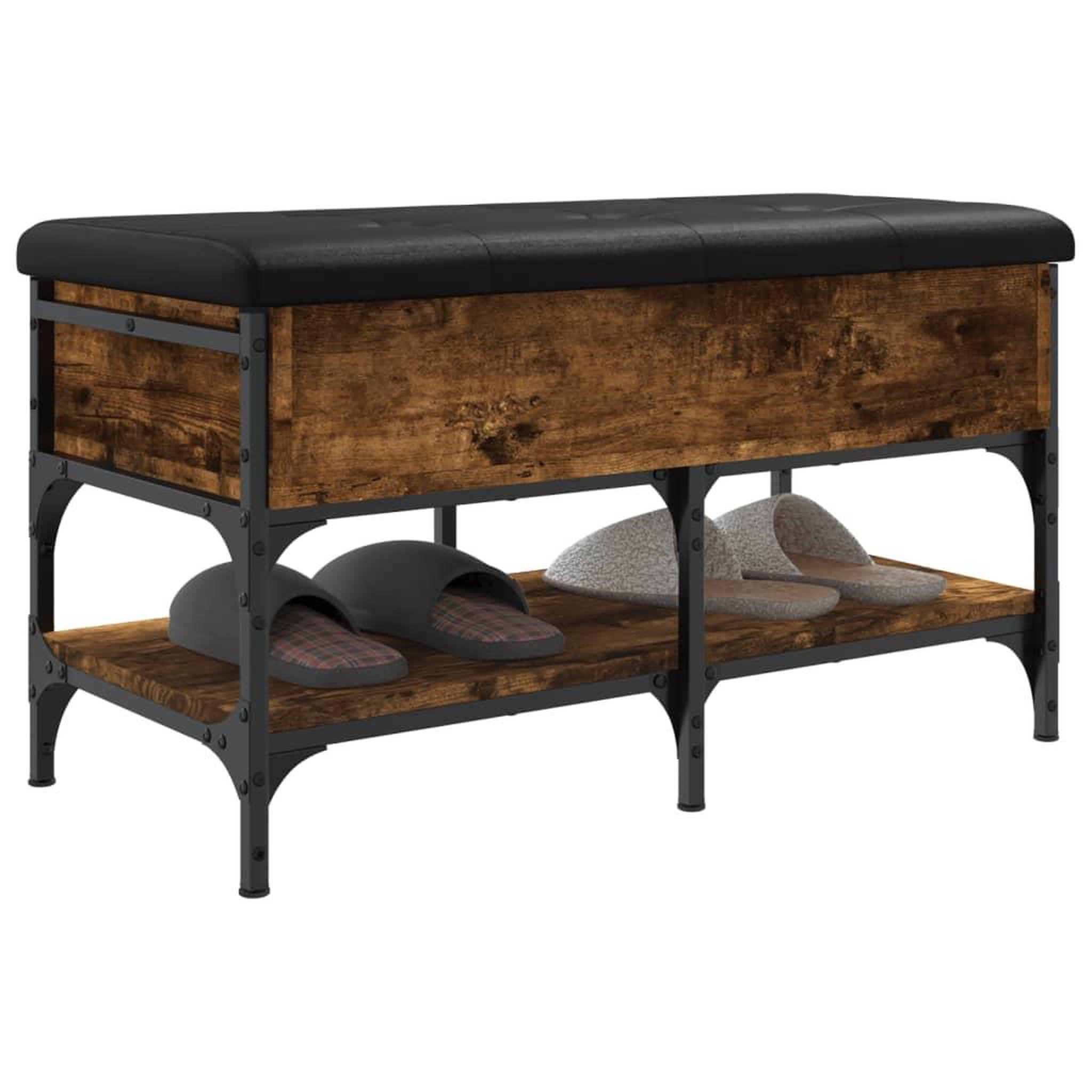 Voir la diapositive 5 : VIDAXL Banc a chaussures chene fume 82x42x45 cm bois d'ingenierie