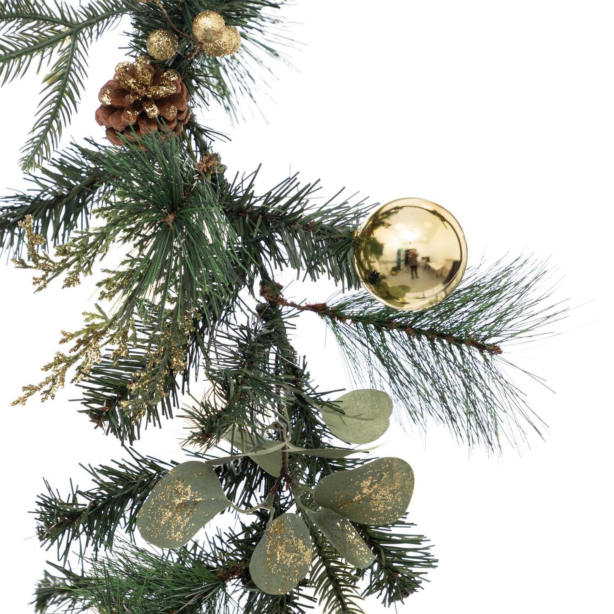 Voir la diapositive 2 : ATMOSPHERA Guirlande de noël eucalyptus l. 2 m - vert et doré
