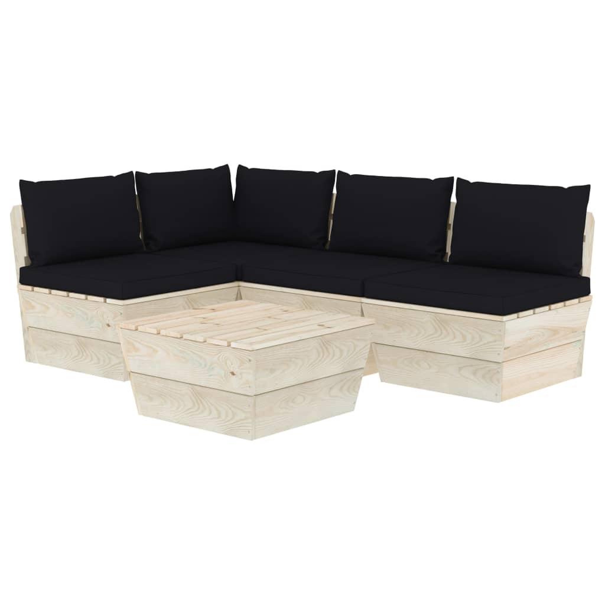 Voir la diapositive 2 : VIDAXL Salon de jardin palette 5 pcs avec coussins bois d'epicea