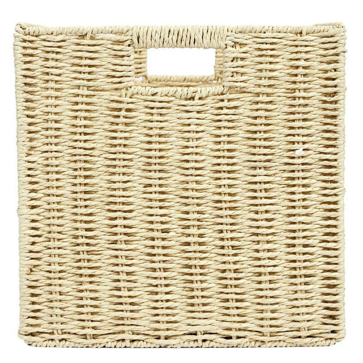 TOILINUX Lot de 4 Cubes de rangement tressés pliables - 30 x 30 cm - Beige