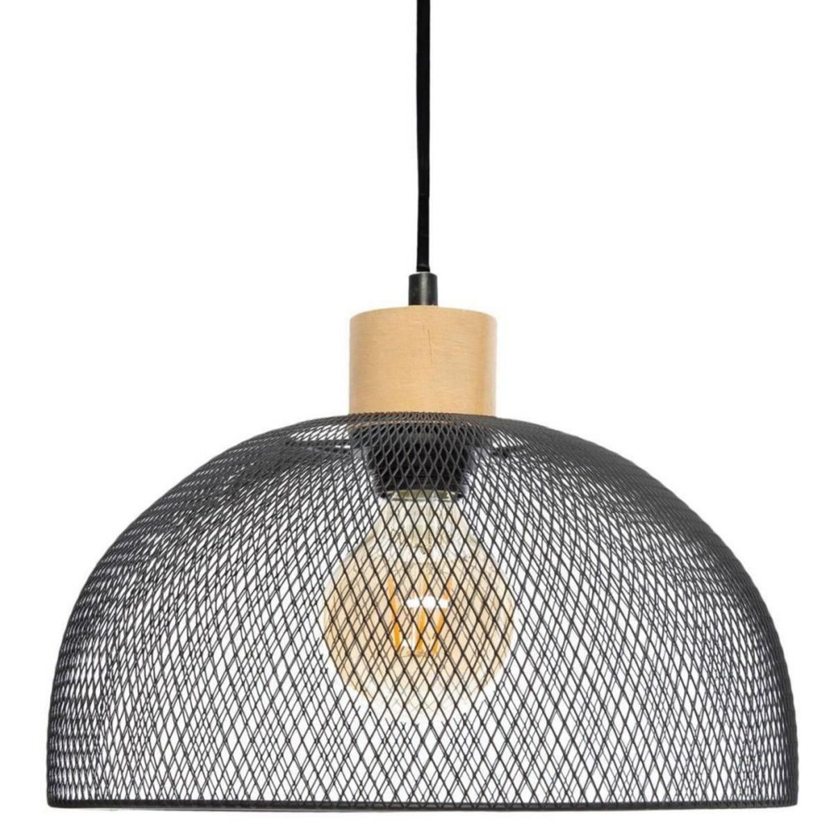 ATMOSPHERA Suspension métal et bois Sam noir D30