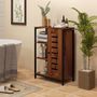 Voir la diapositive 2 : KLEANKIN Meuble de salle de bain sur pied, meuble de rangement, design industriel, structure en acier, 3 étagères ouvertes, placard à 2 niveaux, porte à lamelles, 60 x 30 x 85 cm, marron rustique