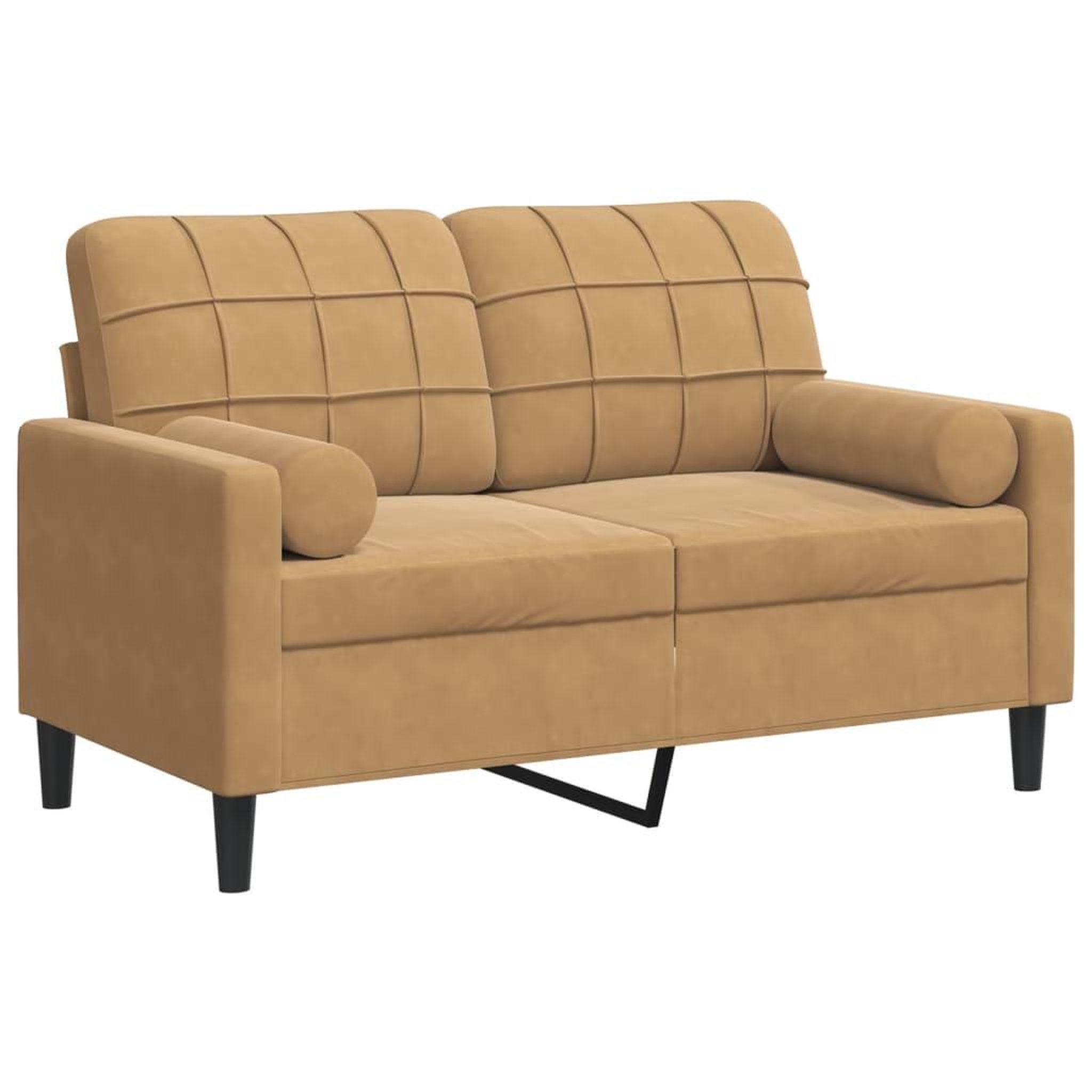 Voir la diapositive 2 : VIDAXL Canape 2 places avec oreillers decoratifs brun 120 cm velours