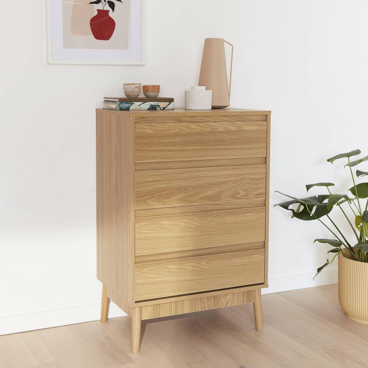 SWEEEK Commode de rangement décor bois. 4 tiroirs