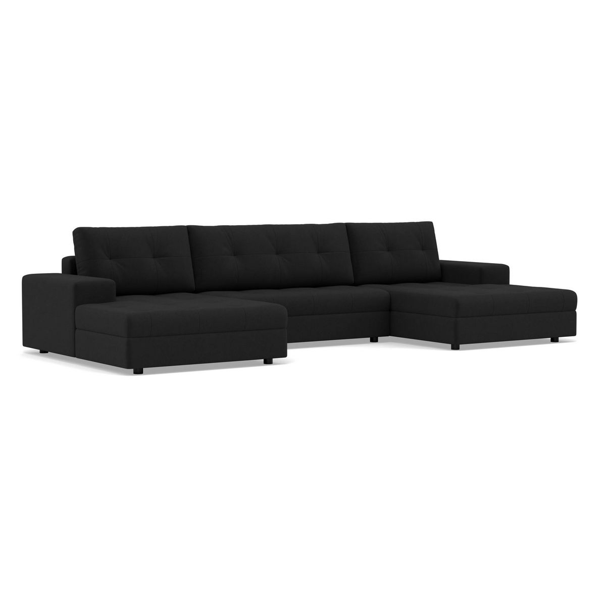 BEST MOBILIER Bastian - canapé panoramique en u 7 places convertible avec coffre en velours texturé