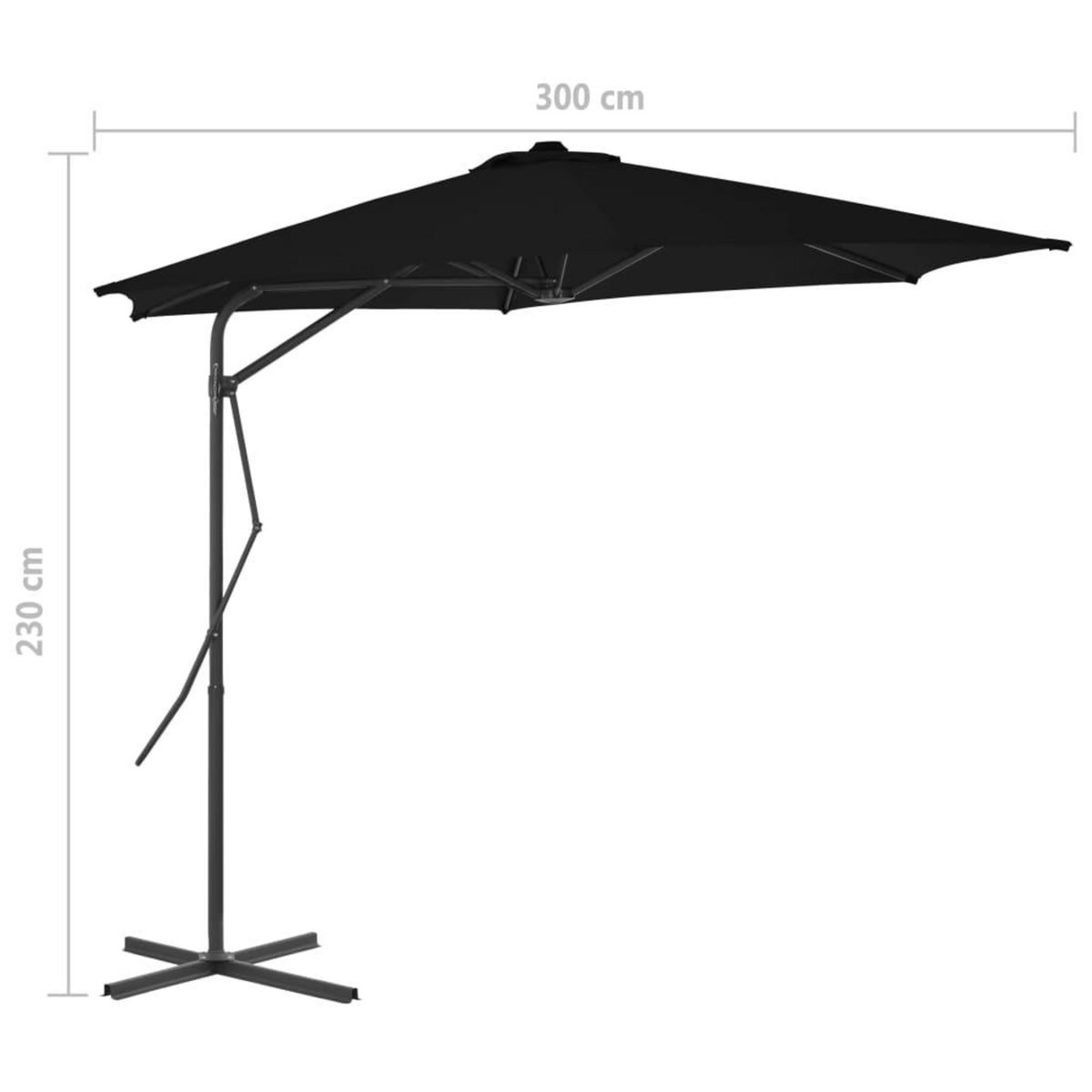 VIDAXL Parasol de jardin avec mat en acier noir 300x230 cm