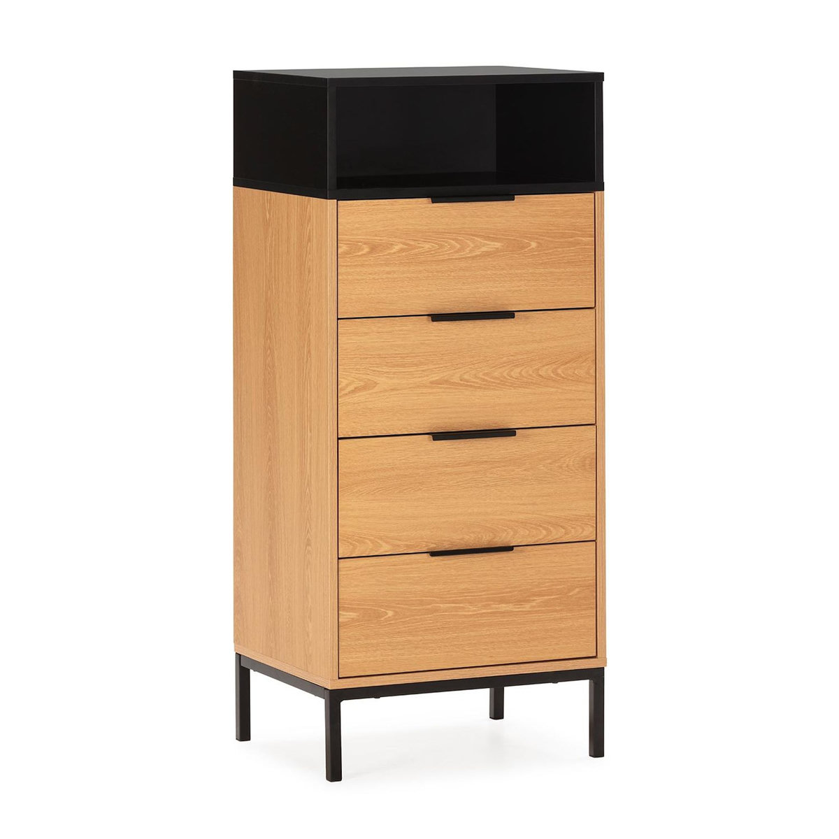 VS VENTA-STOCK Commode haute Nieve 4 tiroirs couleur Chêne