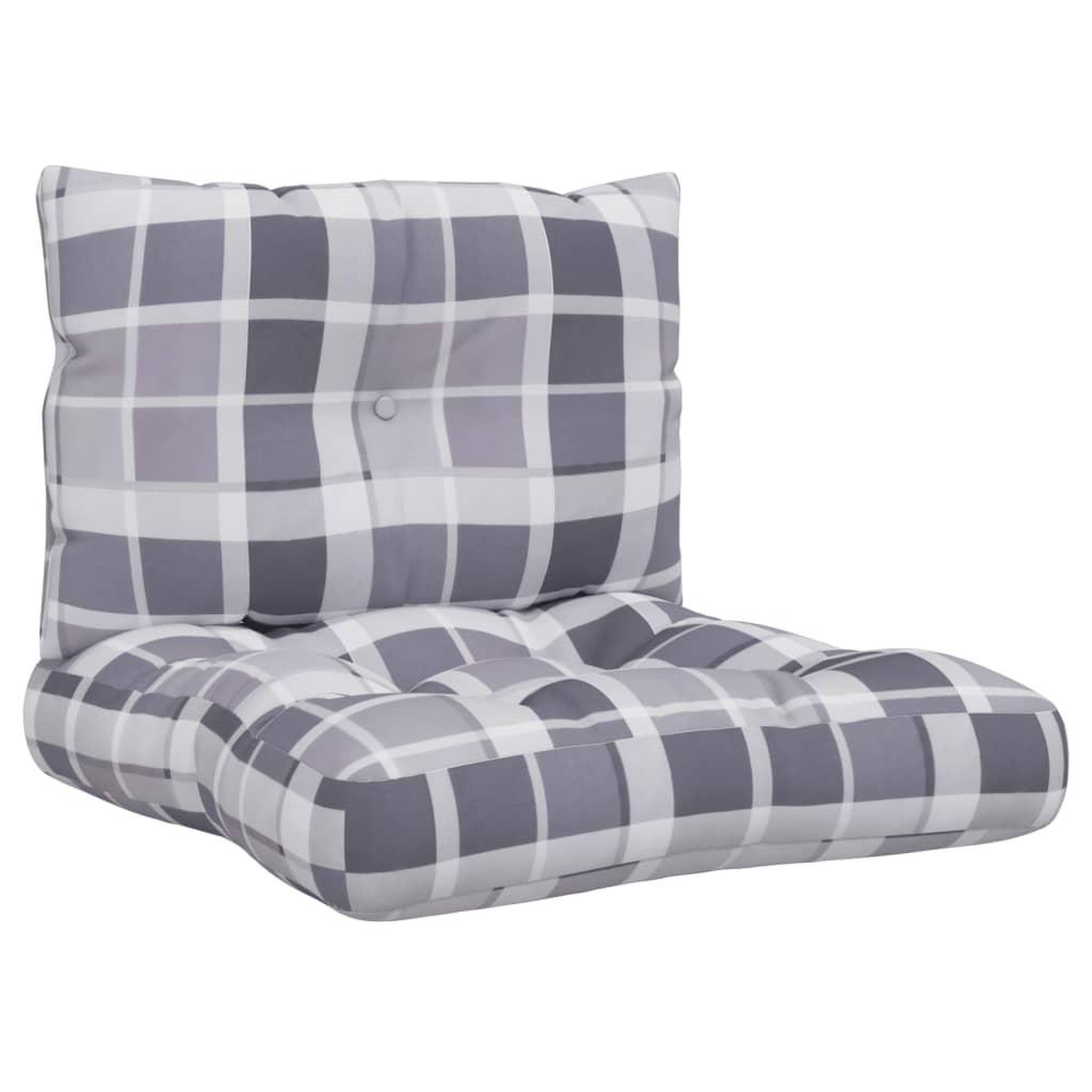 Voir la diapositive 2 : VIDAXL Coussins de palette lot de 2 motif a carreaux gris tissu