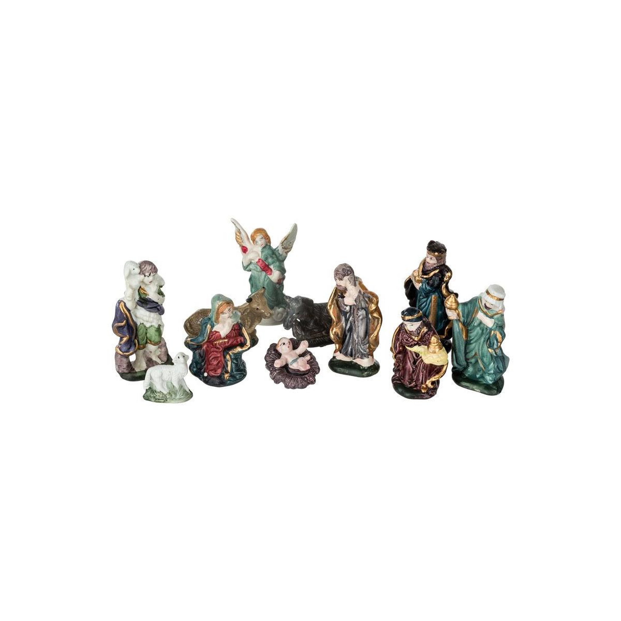 Voir la diapositive 1 : FEERIC LIGHT & CHRISTMAS Lot de 11 Santons  Crèche  9cm Multicolore