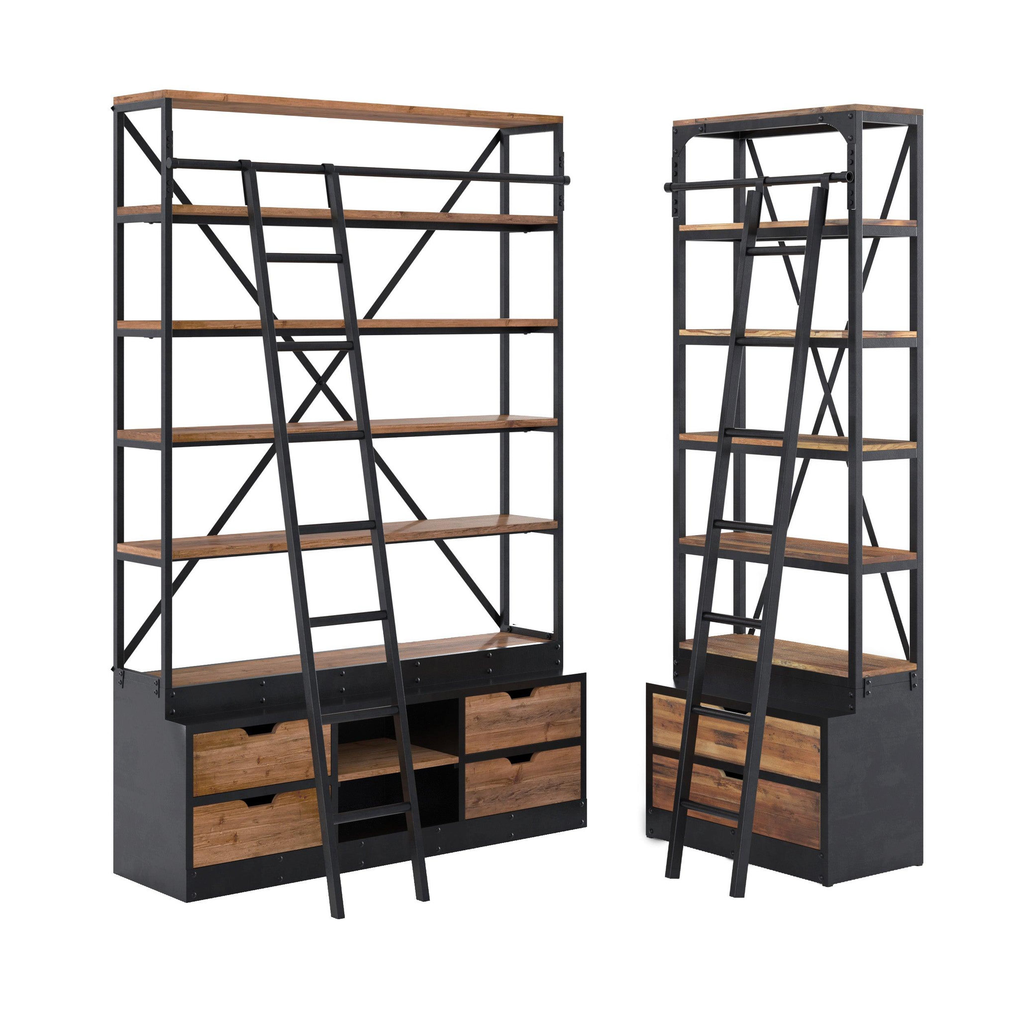 MAISON PAVANE Ensemble de 2 bibliothèques en bois et métal-kasi