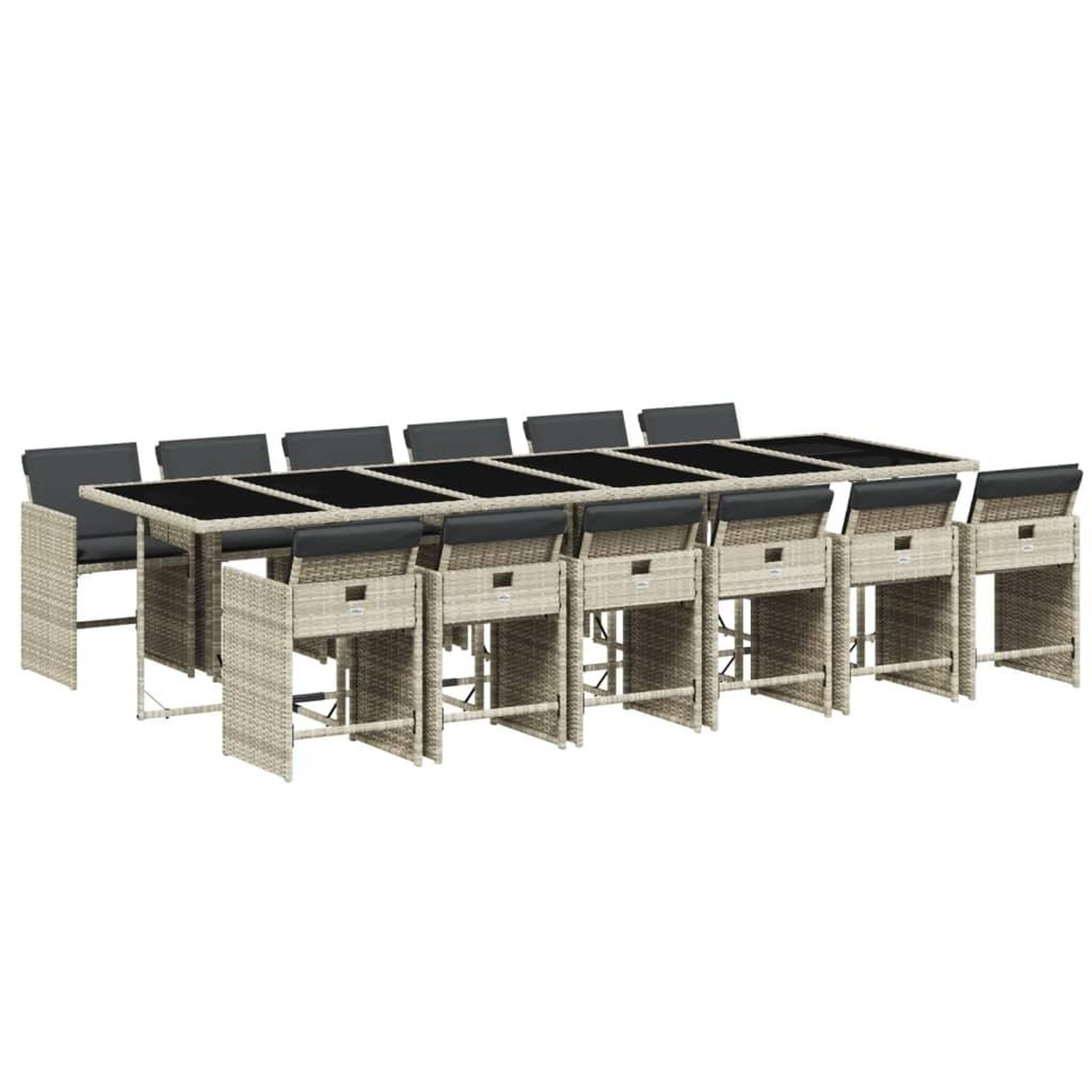 Voir la diapositive 2 : VIDAXL Ensemble a manger de jardin et coussins 13 pcs gris clair rotin
