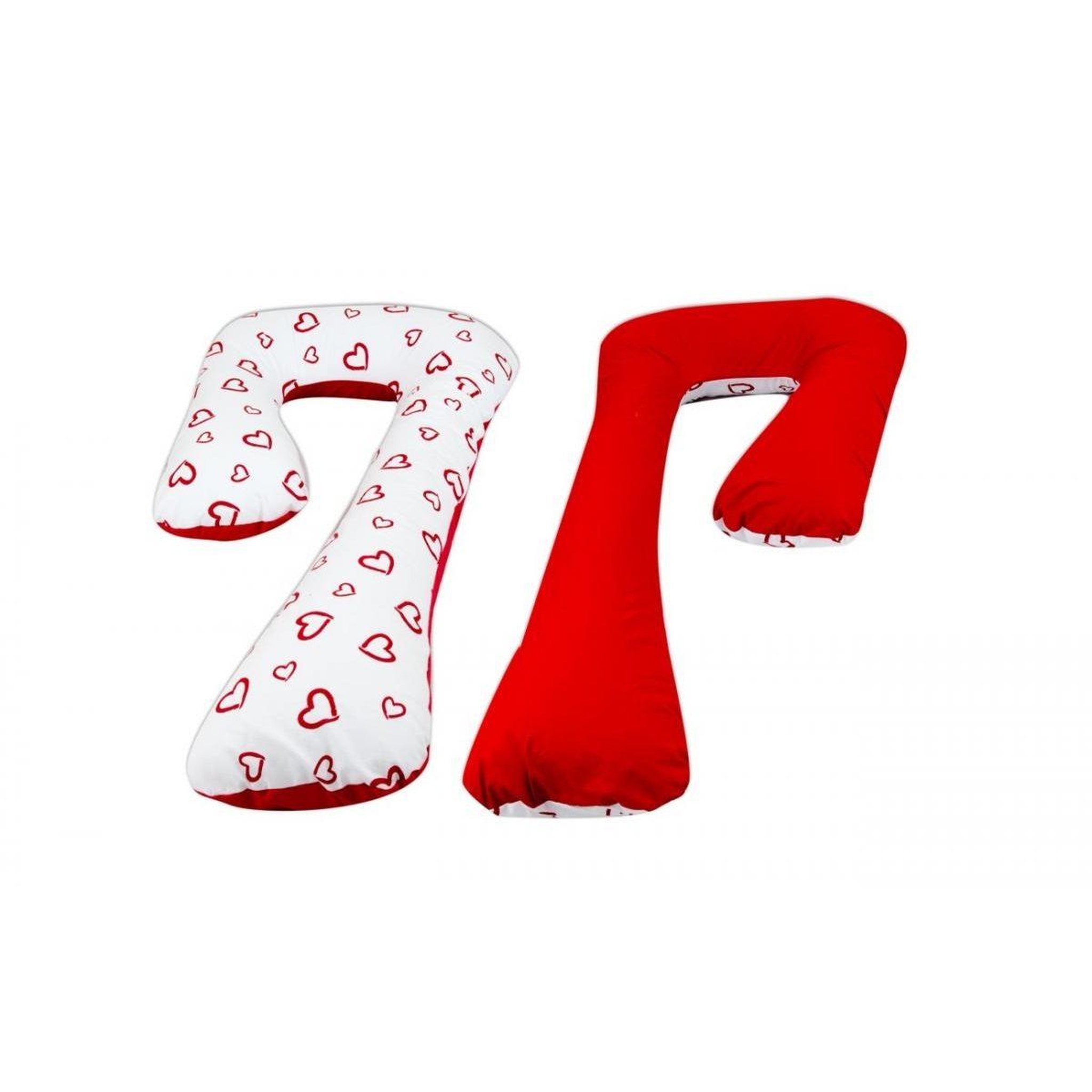 VELINDA Coussin d'accouchement pre/post natal coeurs rouges sur fond blanc - rouge