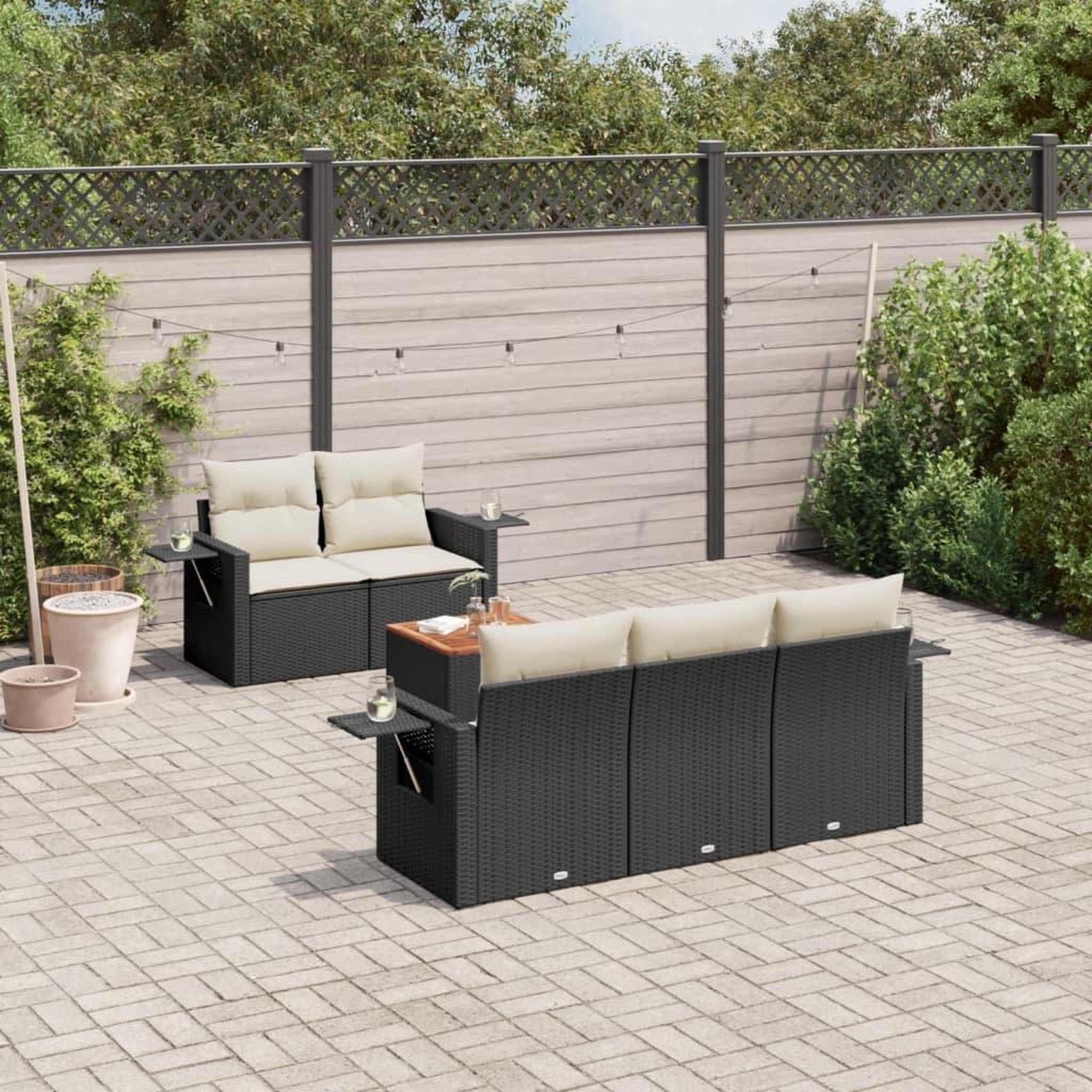 VIDAXL Salon de jardin 6 pcs avec coussins noir resine tressee