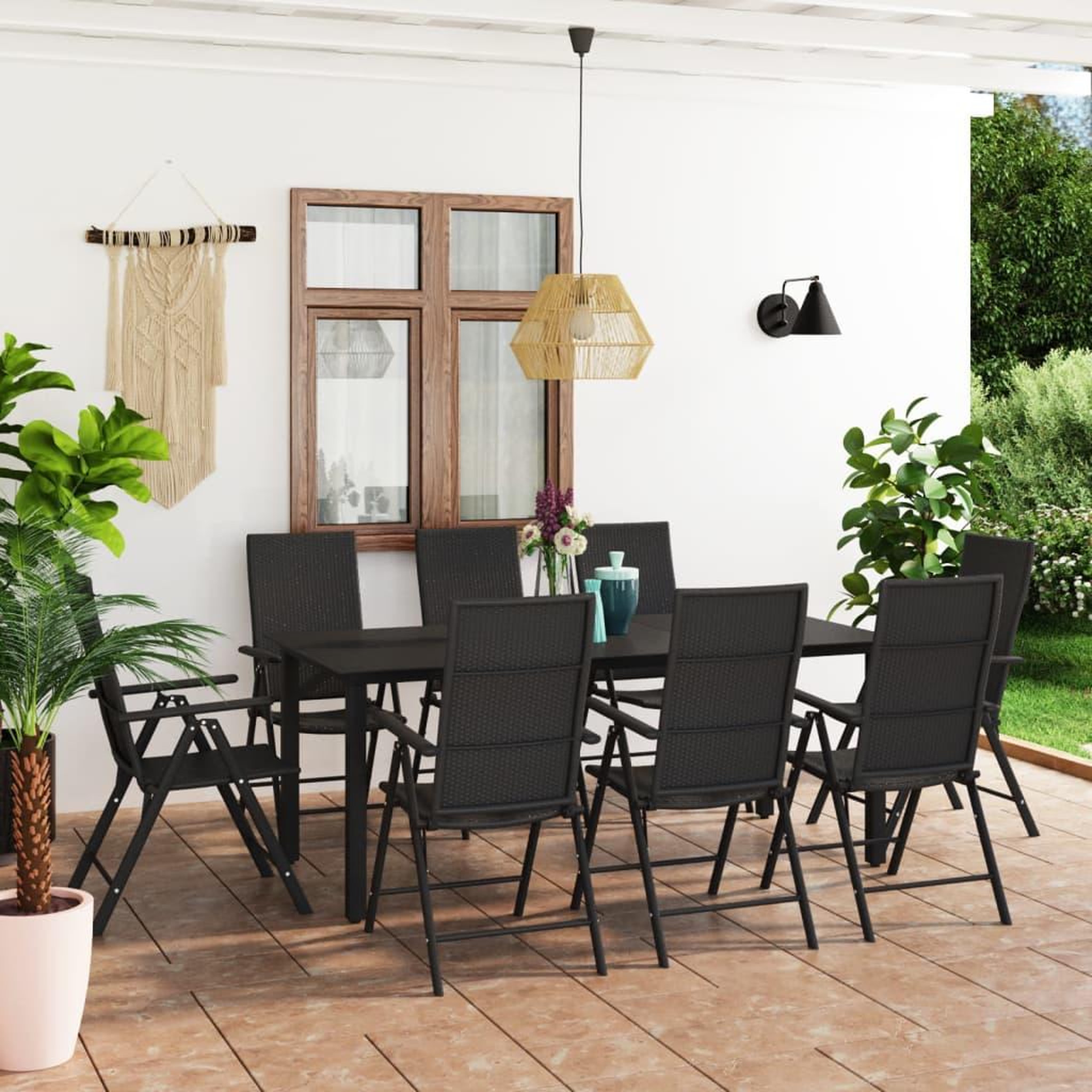 Voir la diapositive 1 : VIDAXL Ensemble a manger de jardin 9 pcs noir