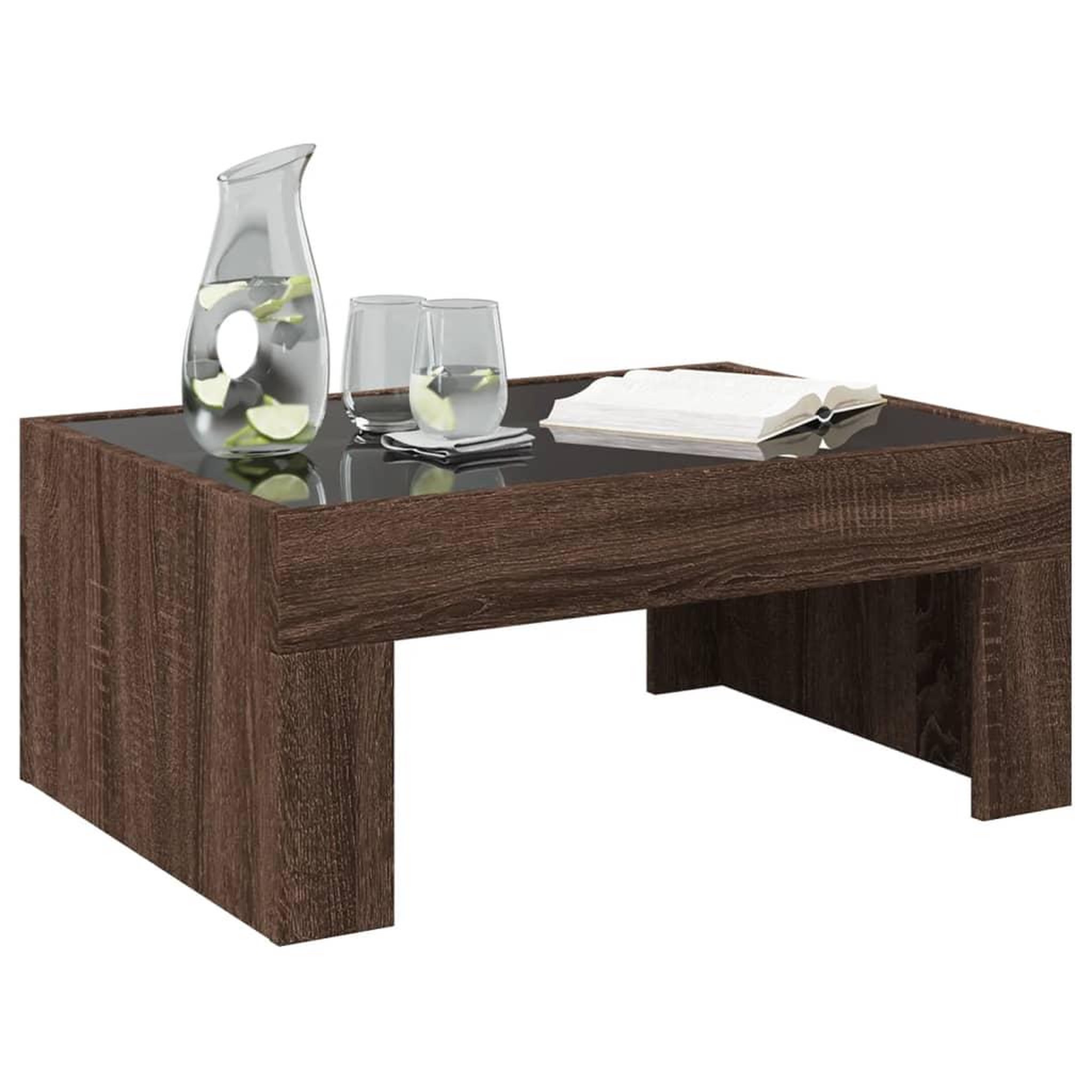 Voir la diapositive 5 : VIDAXL Table basse avec LED infini chene marron 70x50x30 cm