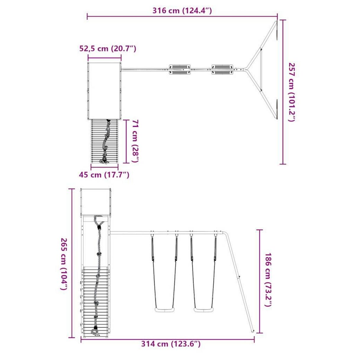 VIDAXL Aire de jeux d'exterieur bois de pin massif