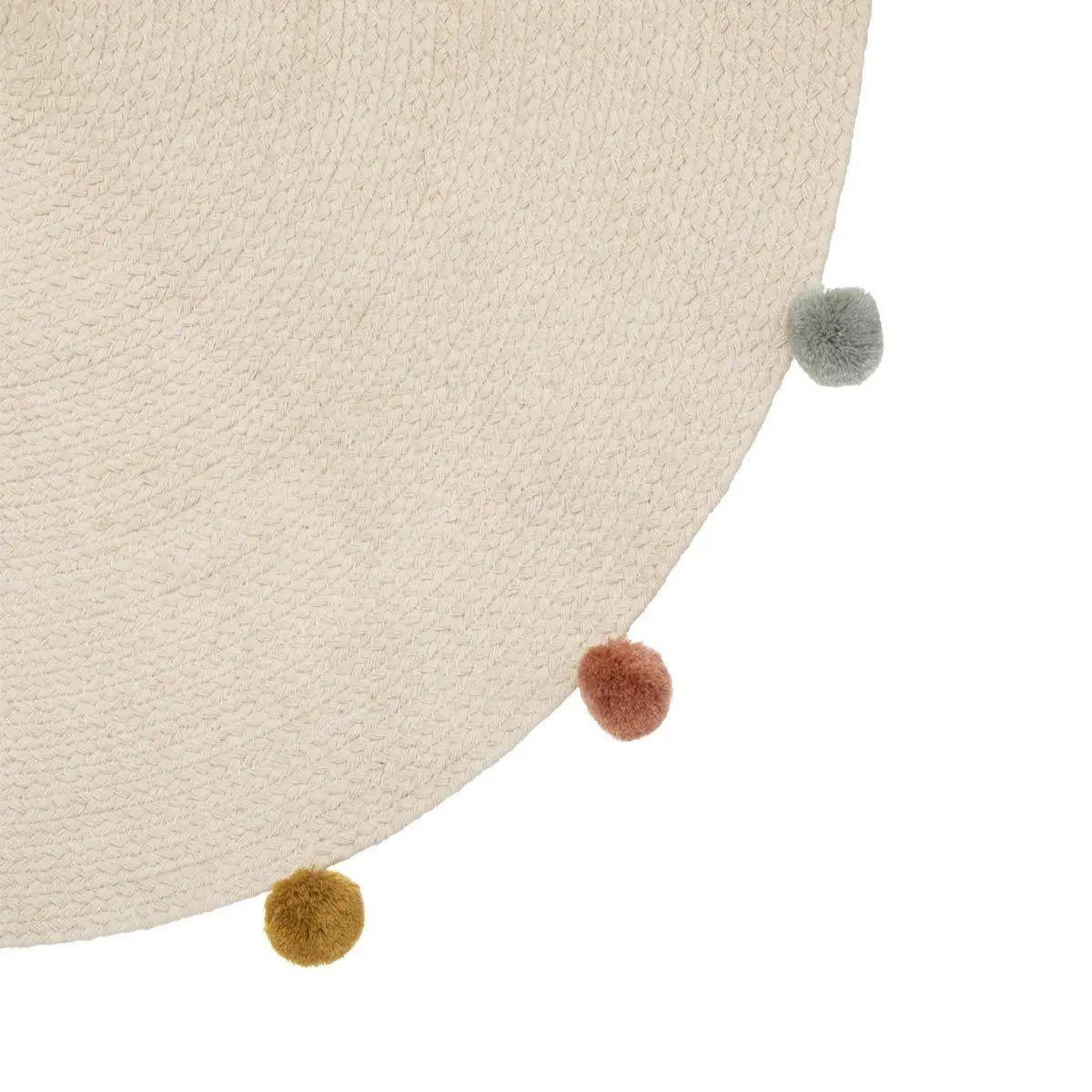 Voir la diapositive 2 : Atmosphera Kids Tapis enfant pompons  arlequin  90cm beige