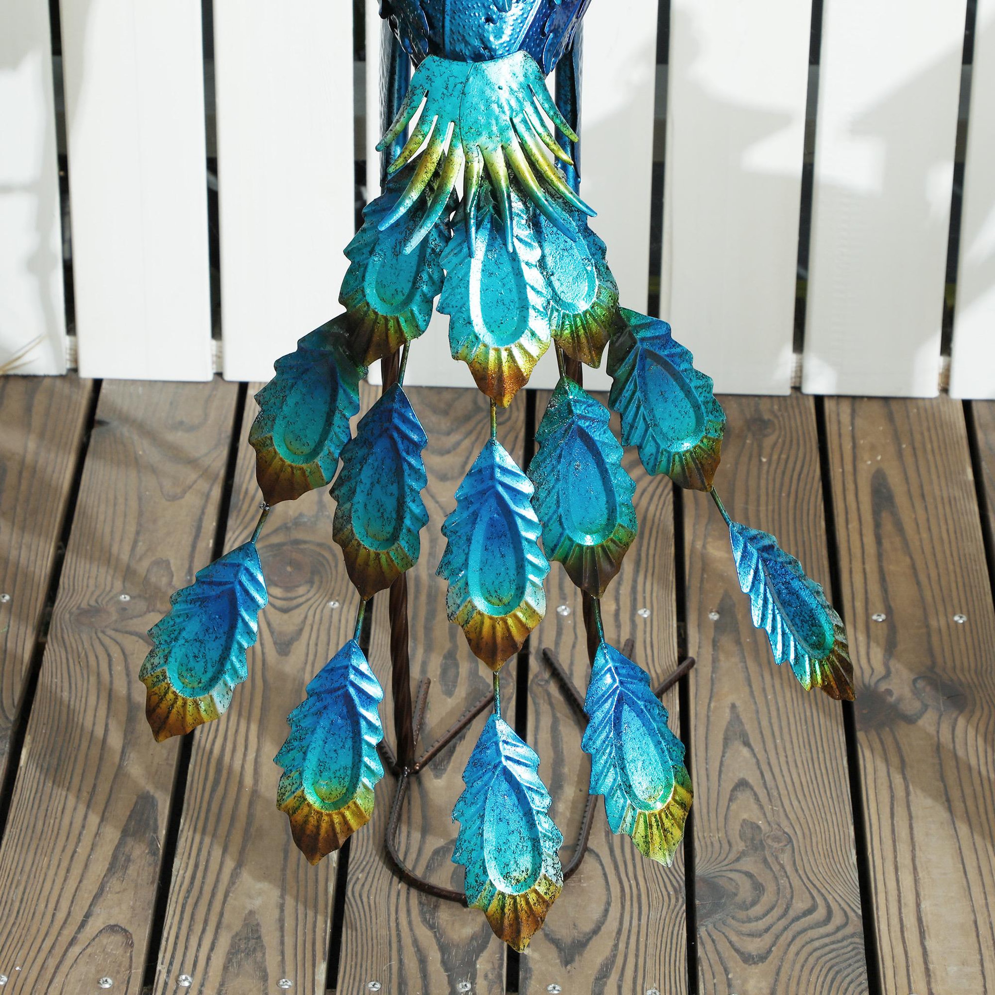 Voir la diapositive 6 : OUTSUNNY Statue de jardin paon H. 83 cm - décoration de jardin - métal bleu