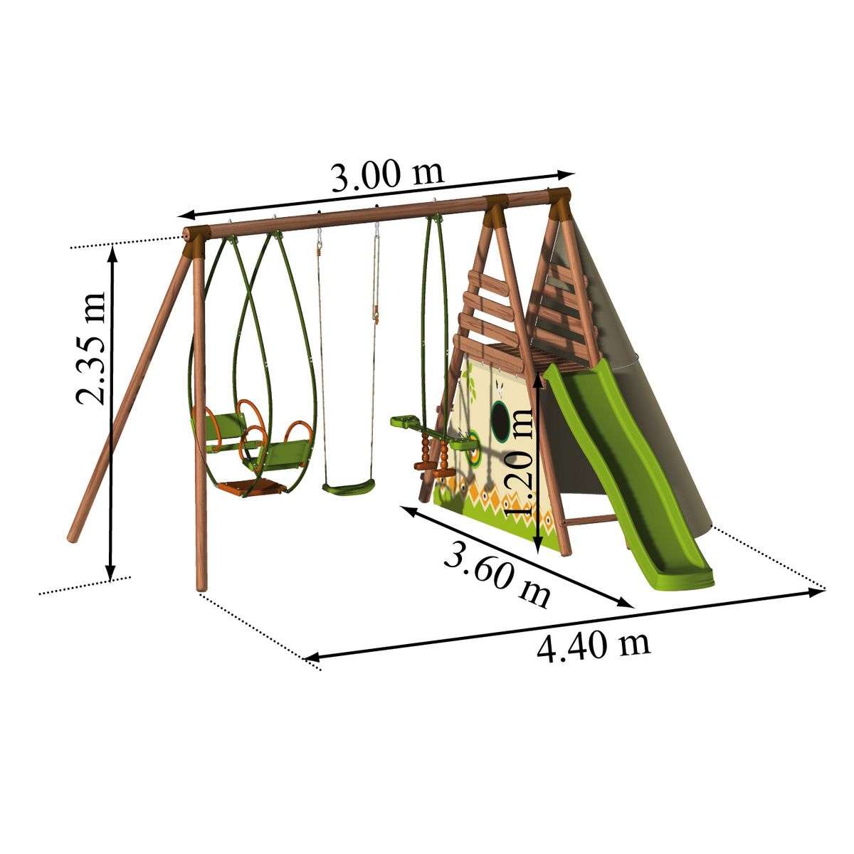 Soulet Portique balançoire bois avec toboggan Modoc