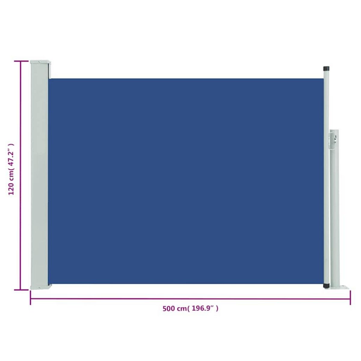 VIDAXL Auvent lateral retractable de patio 120x500 cm Bleu