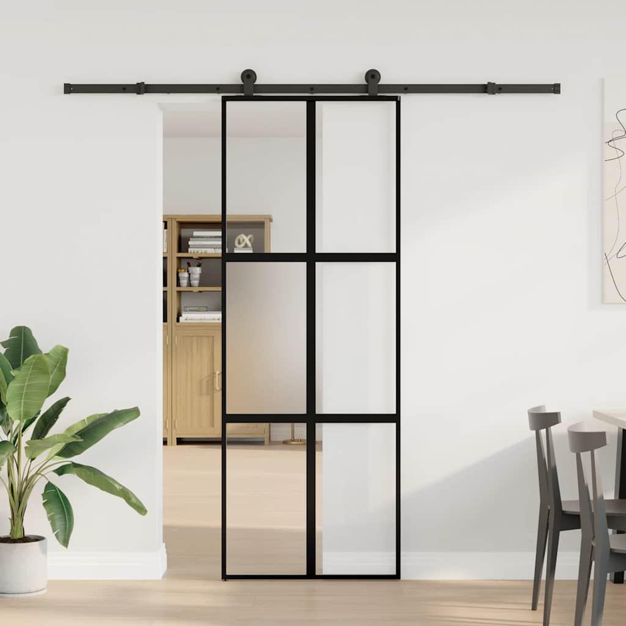 Voir la diapositive 2 : VIDAXL Porte coulissante kit de quincaillerie trempe verre aluminium