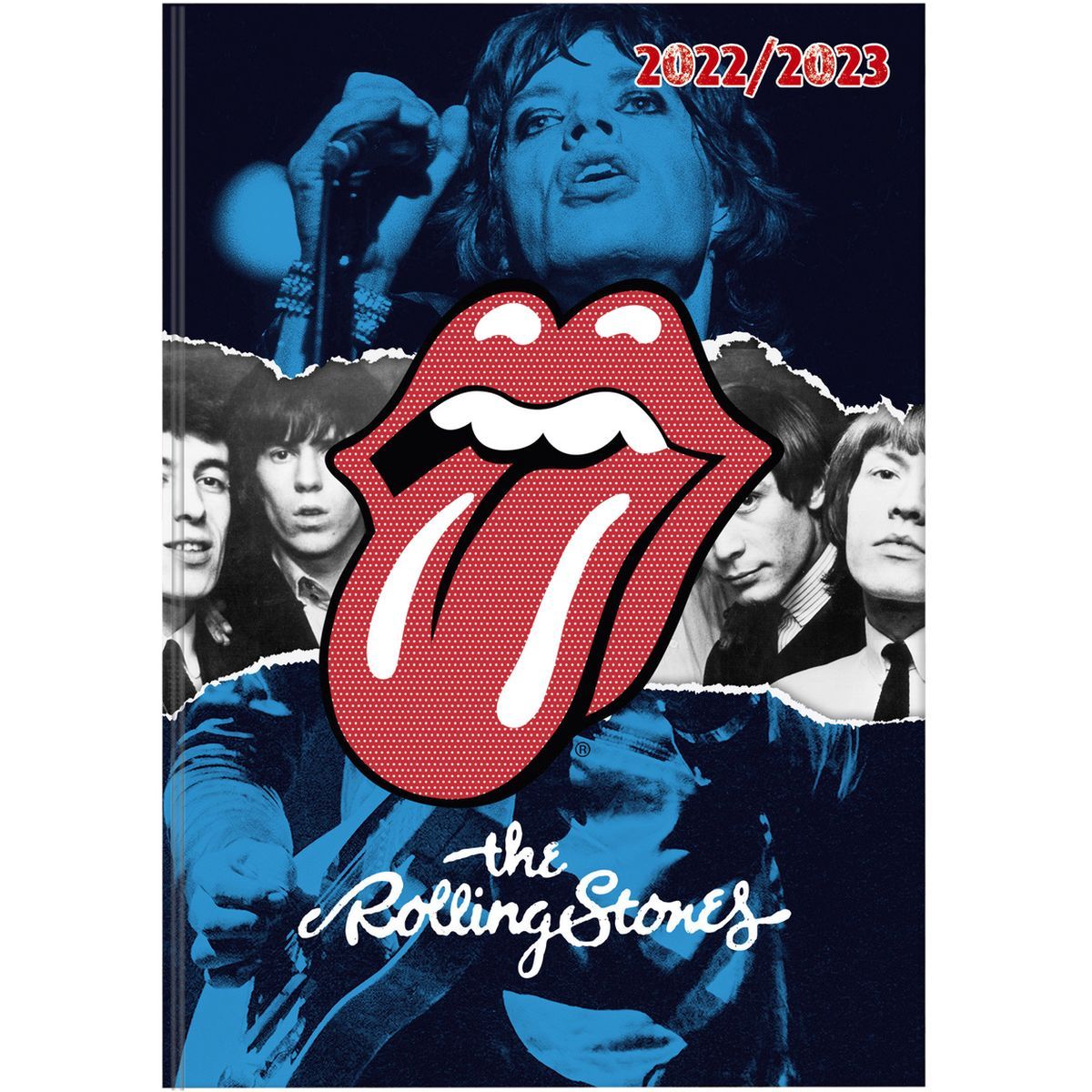 Agenda scolaire journalier 12x17cm ROLLING STONES Photo bleu noir et blanc 2022-2023