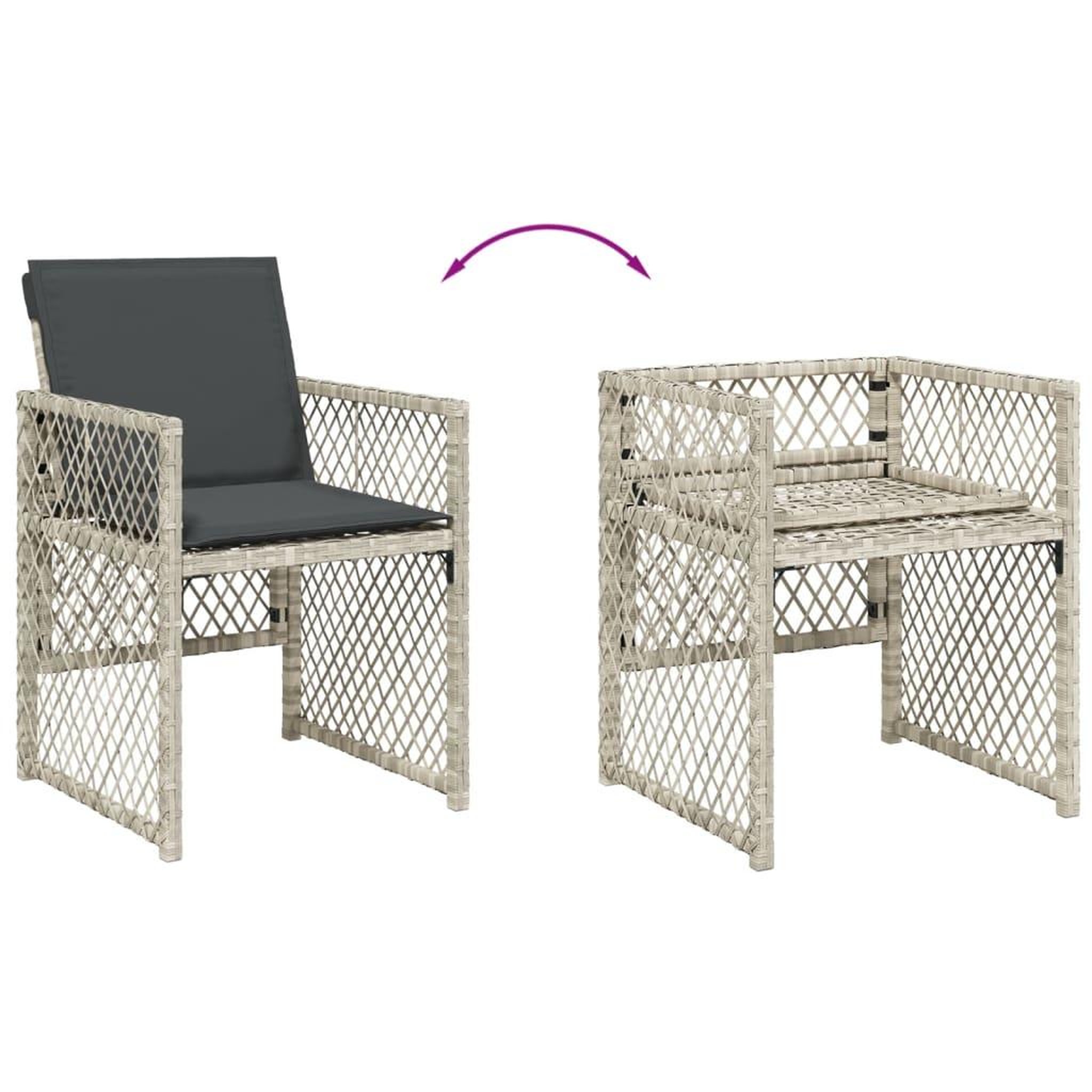 Voir la diapositive 5 : VIDAXL Ensemble a manger de jardin et coussins 15 pcs gris clair rotin