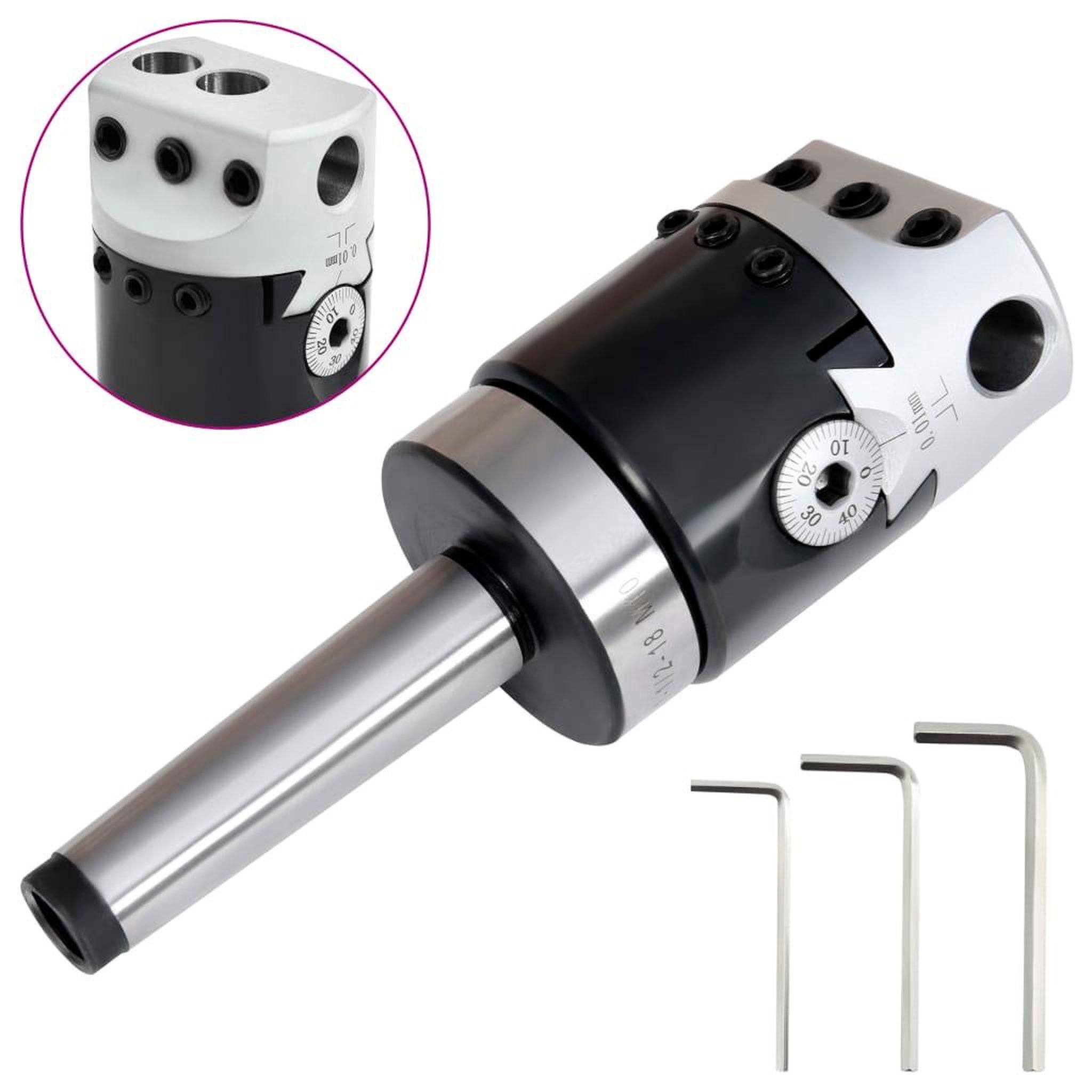 Voir la diapositive 1 : VIDAXL Tete d'alesage 50 mm et tige de perçage MT2 de fraisage a tour