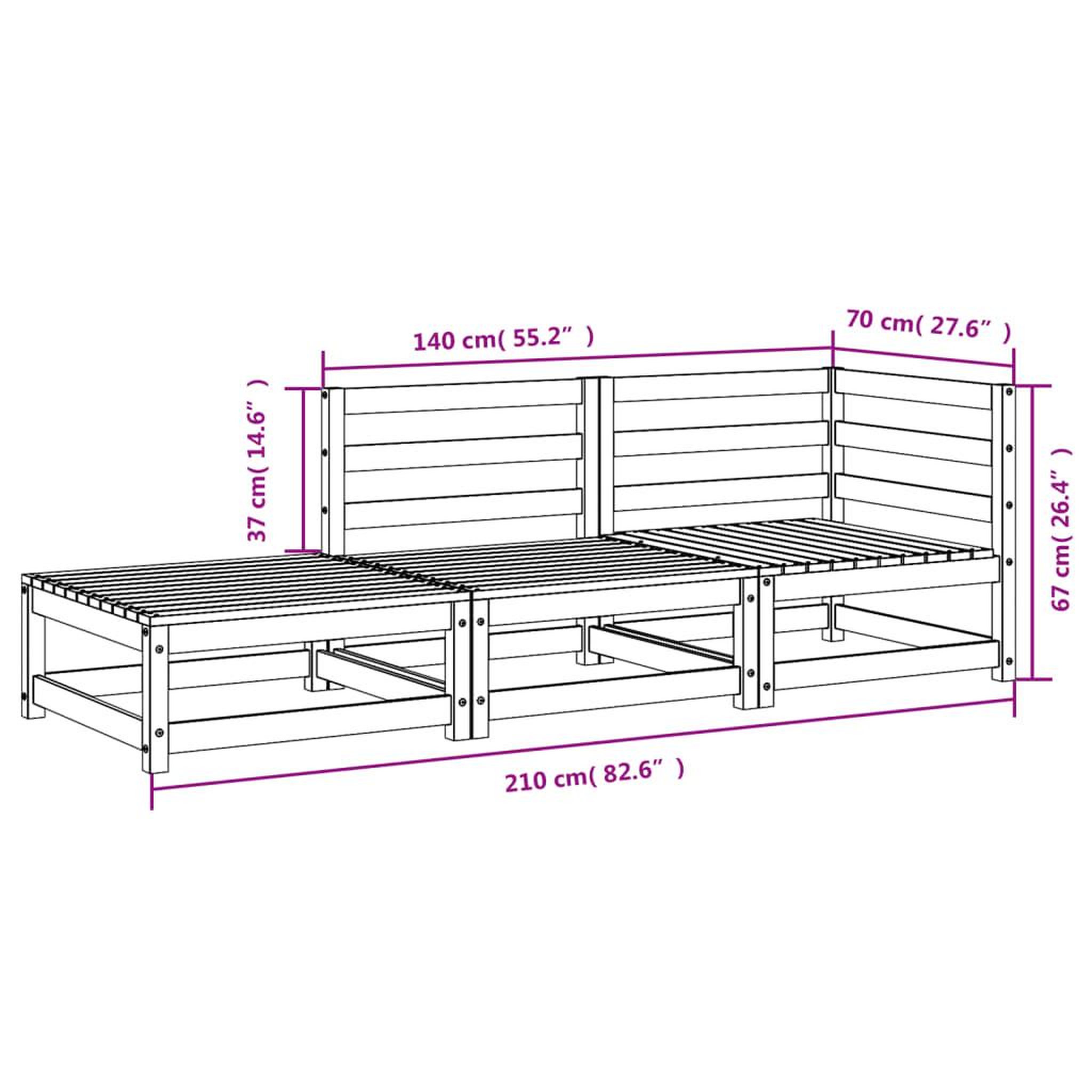 Voir la diapositive 6 : VIDAXL Canape de jardin et repose-pieds 2 places bois de pin massif
