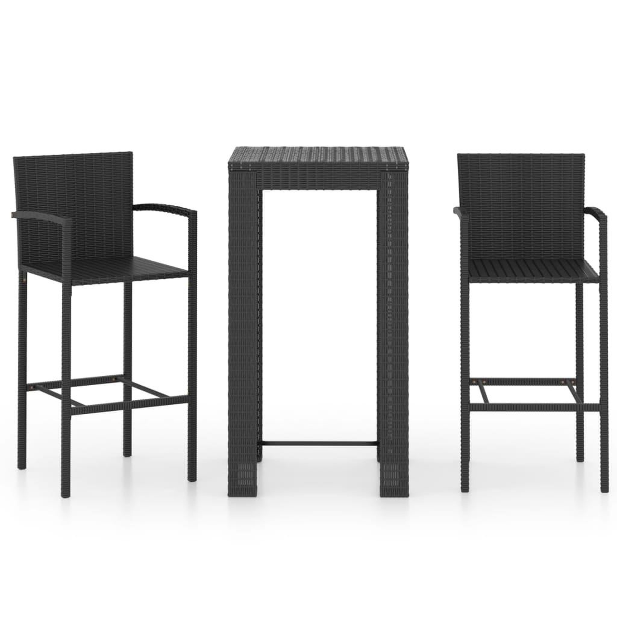 Voir la diapositive 2 : VIDAXL Ensemble de bar d'exterieur 3 pcs accoudoir Resine tressee Noir