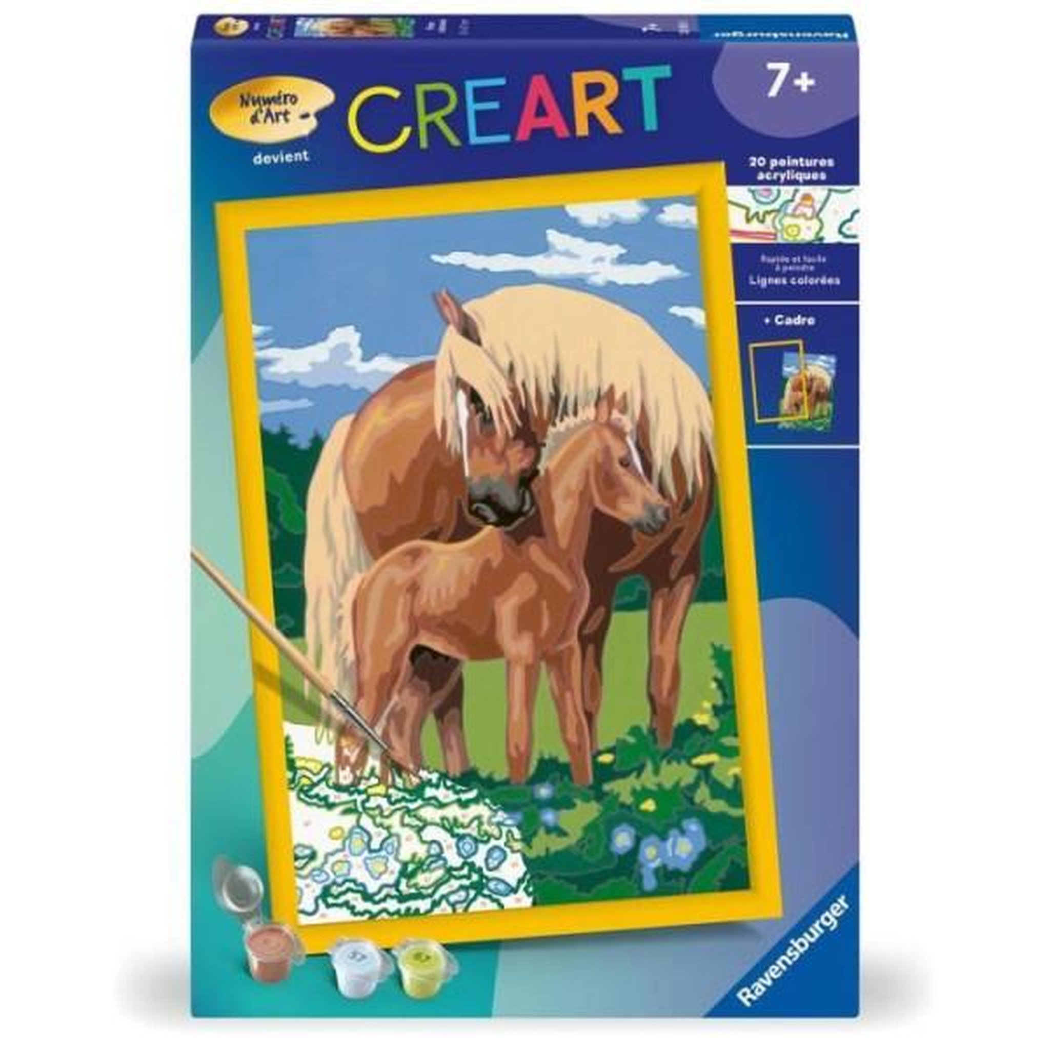 RAVENSBURGER CreArt Kids 31x21cm Fiers chevaux, Kit de peinture par numéros Numéro d'Art, Des 7 ans, 25850, Ravensburger