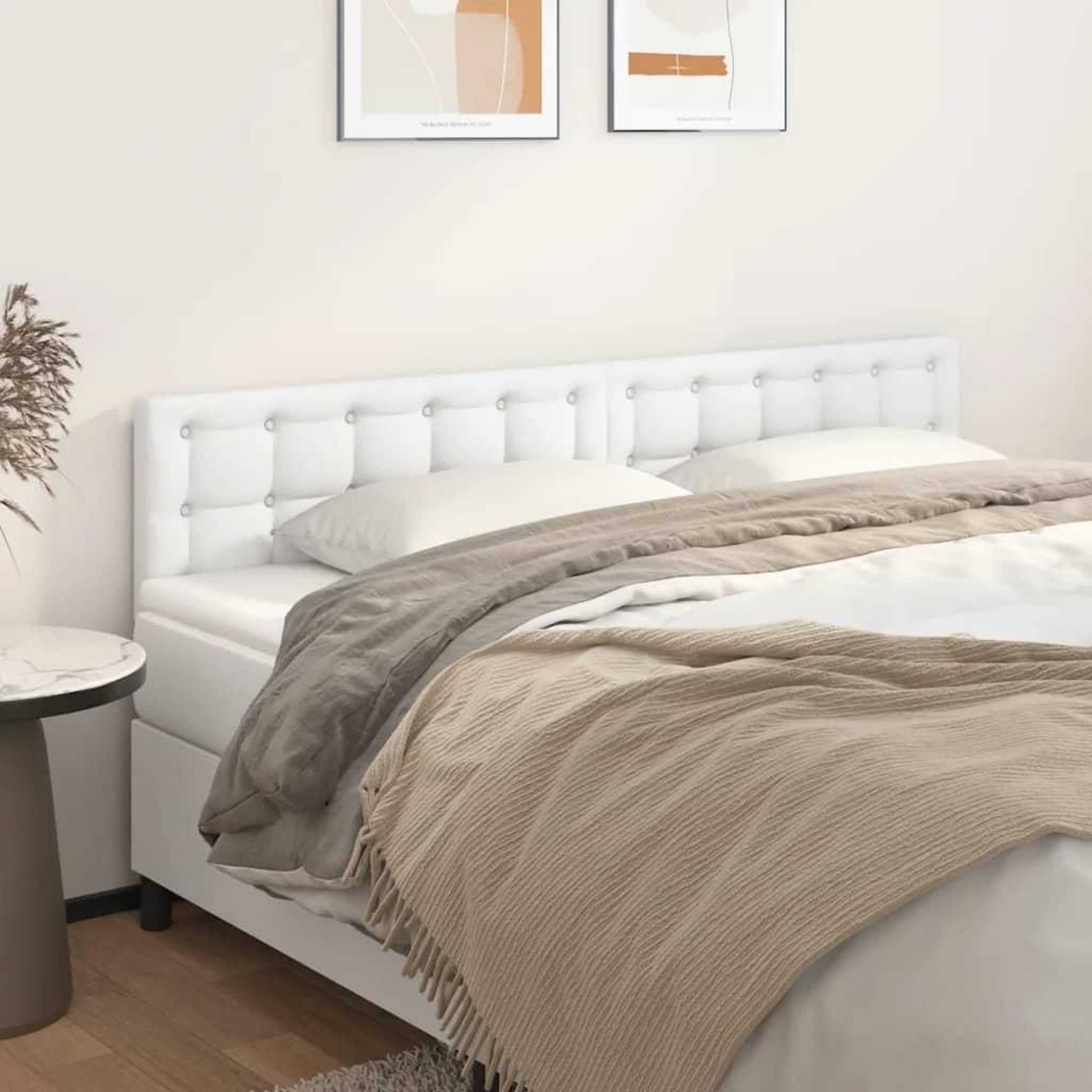Voir la diapositive 1 : VIDAXL Tetes de lit 2 pcs Blanc 100x5x78/88 cm Similicuir