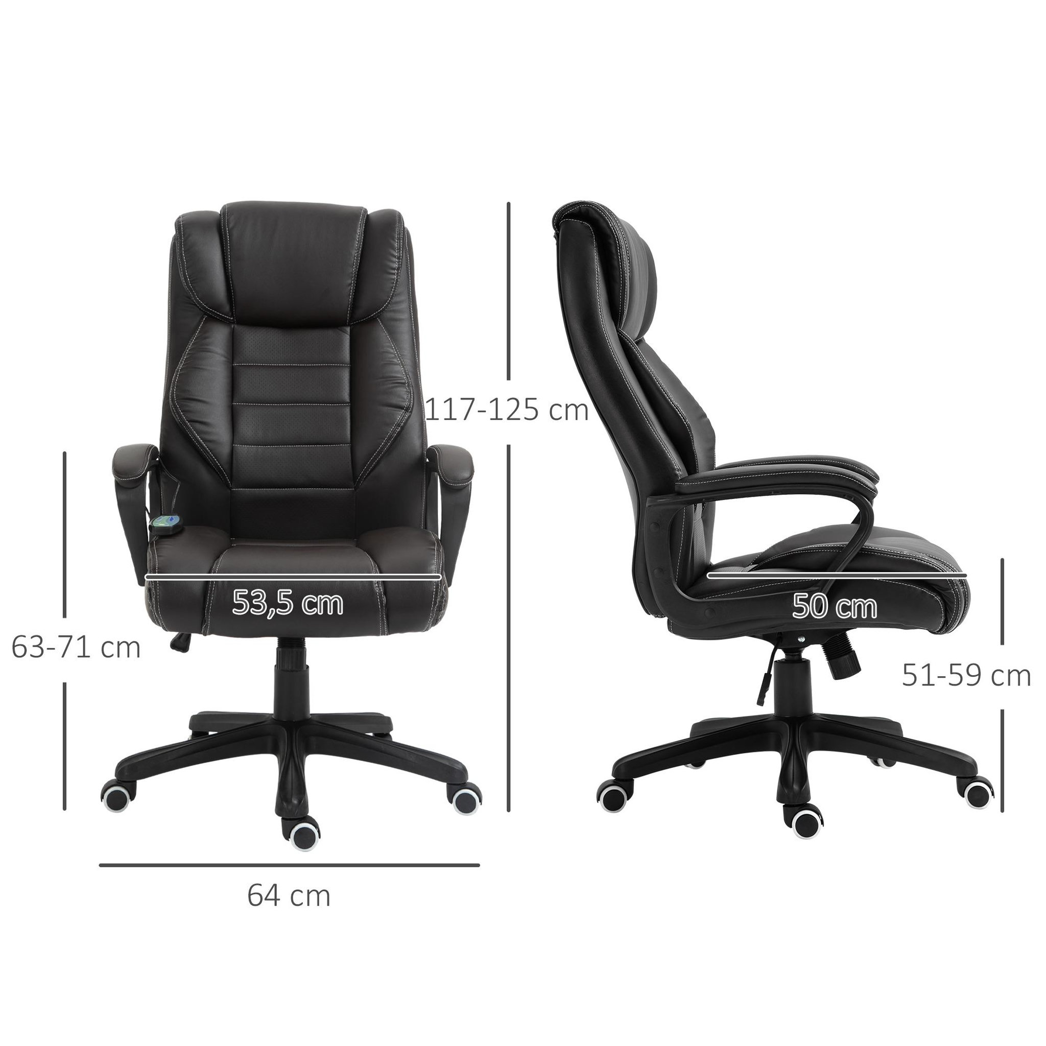 Voir la diapositive 3 : VINSETTO Fauteuil de bureau direction massant grand confort hauteur réglable fonction dossier à bascule revêtement synthétique chocolat