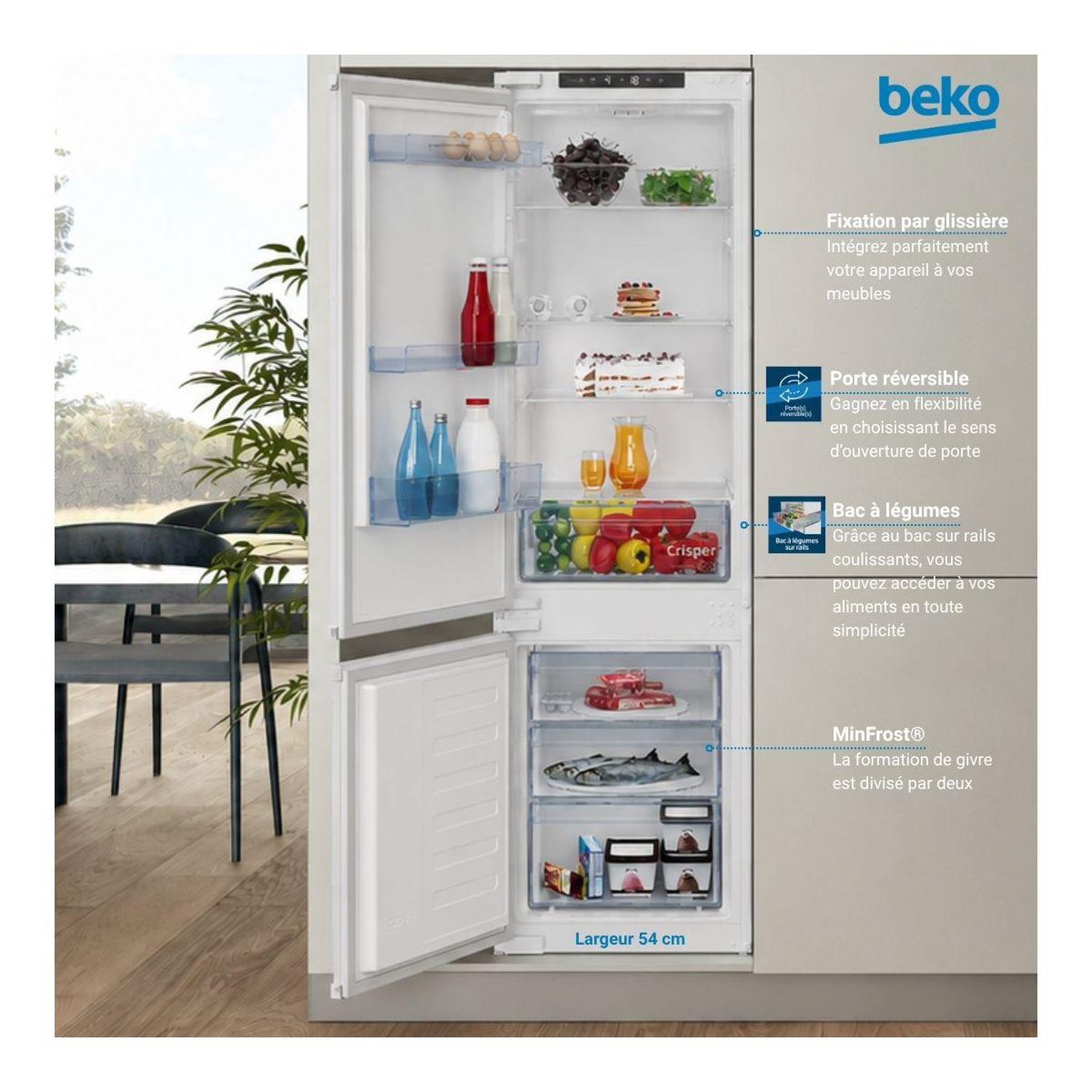 Voir la diapositive 4 : Beko Réfrigérateur combiné bcsa285k4snlh