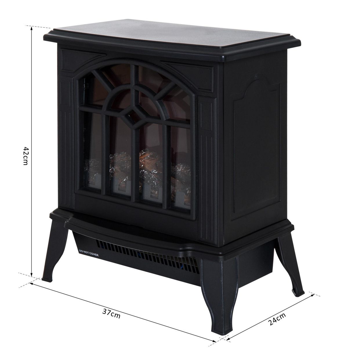 HOMCOM Cheminée électrique poêle style rétro 900-1800 W simulation flammes LED porte noir