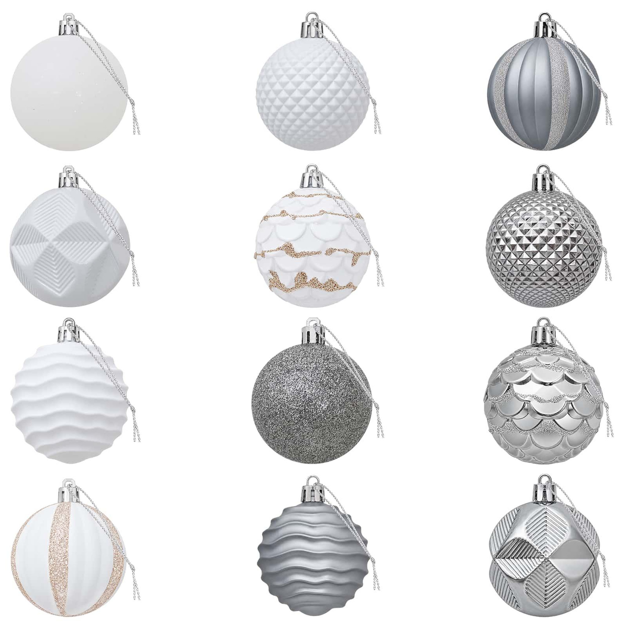 Voir la diapositive 5 : VIDAXL Ensemble de boules de Noël 36 pc Blanc et Gris Diam. 6 cm