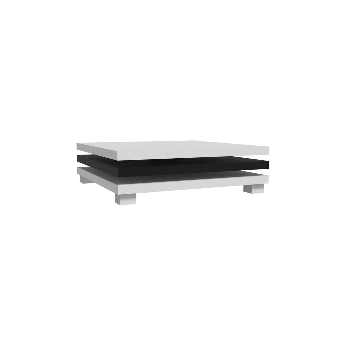 Habitat et Jardin Table basse  Elena  - 80 x 80 x 32 cm - Blanc / Noir