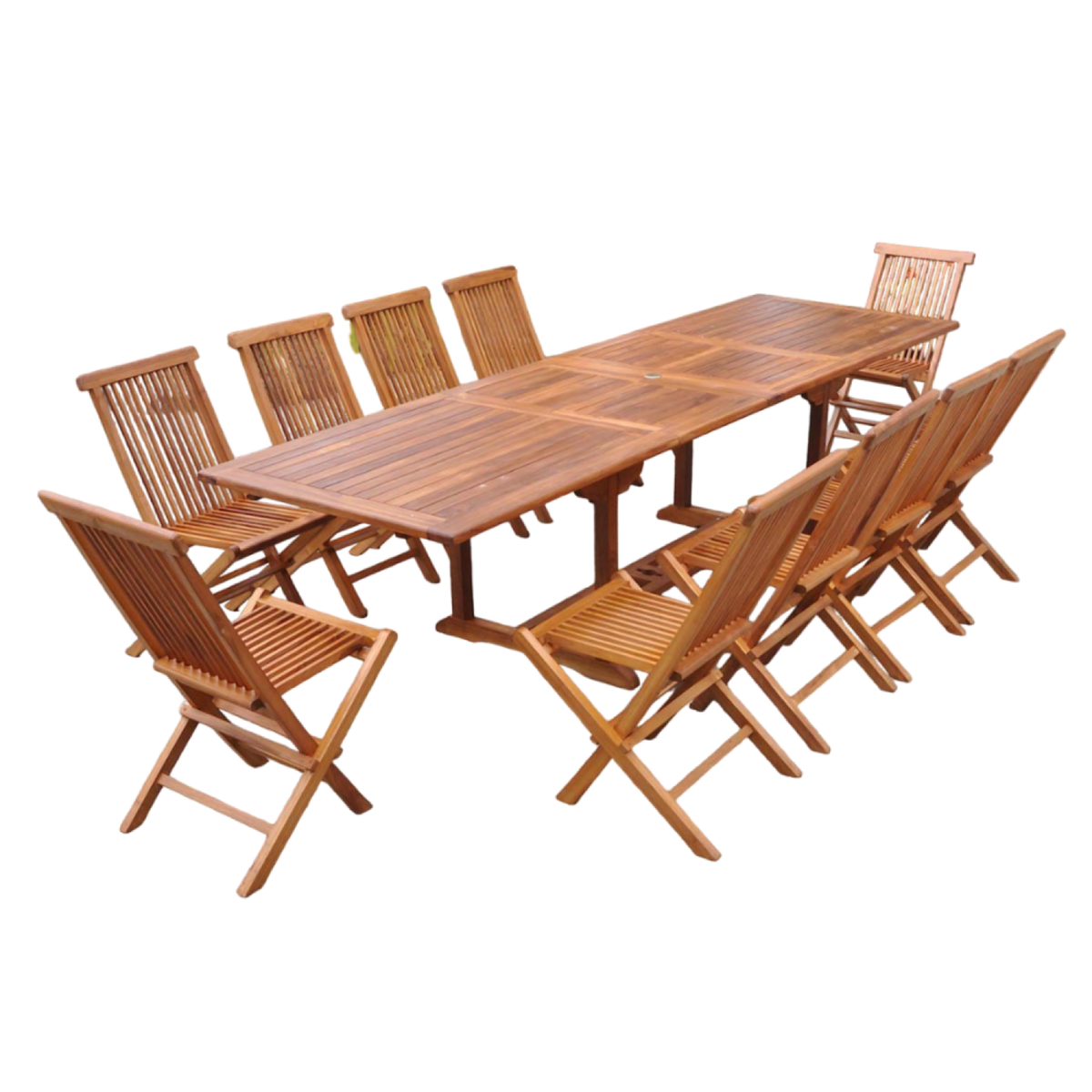CONCEPT USINE Table de jardin rectangle 10 places et 10 chaises en teck huilé LUBOK