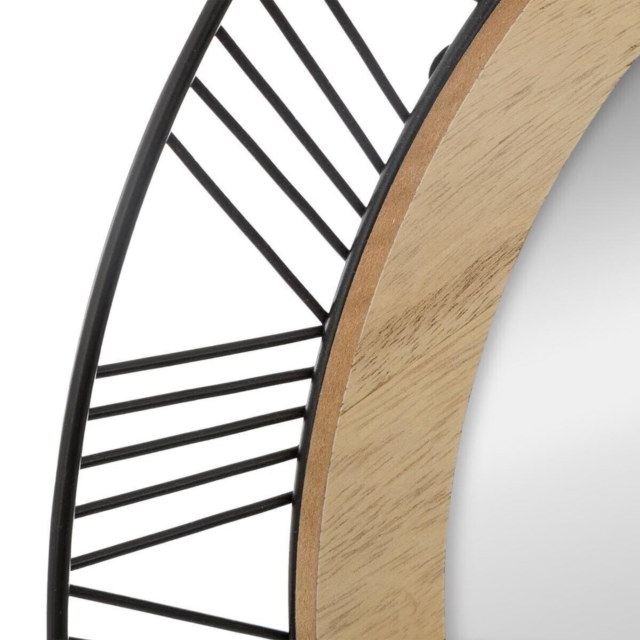 Voir la diapositive 2 : ATMOSPHERA Miroir rond en métal & bois  joe  45cm noir