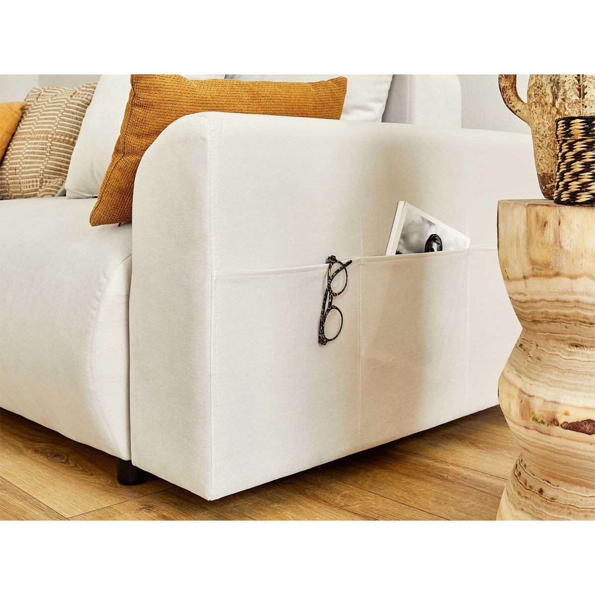 LISA DESIGN Camelia - canapé d'angle réversible - 4 places - convertible avec coffre et poches - en velours