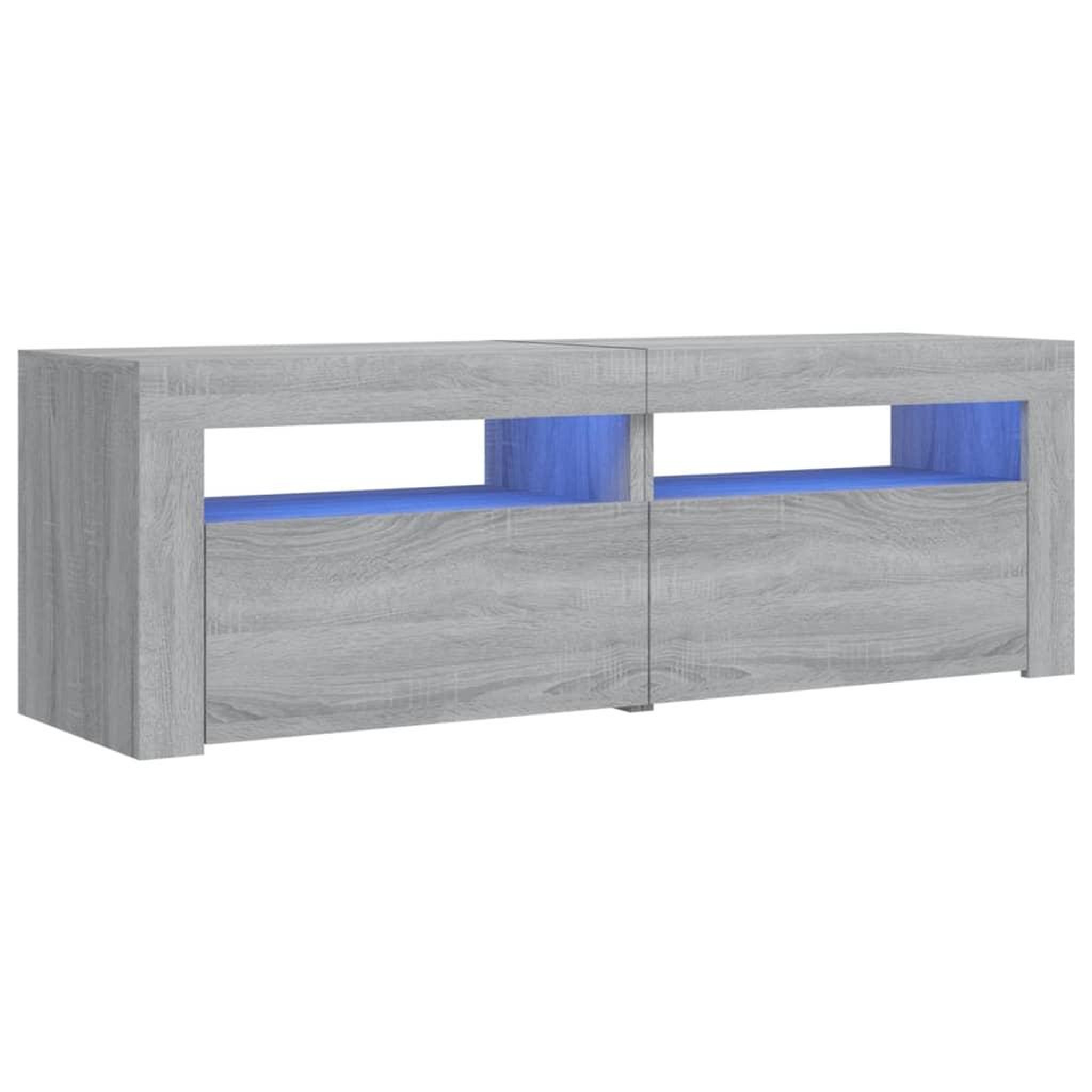 Voir la diapositive 2 : VIDAXL Meuble TV avec lumieres LED sonoma gris 120x35x40 cm