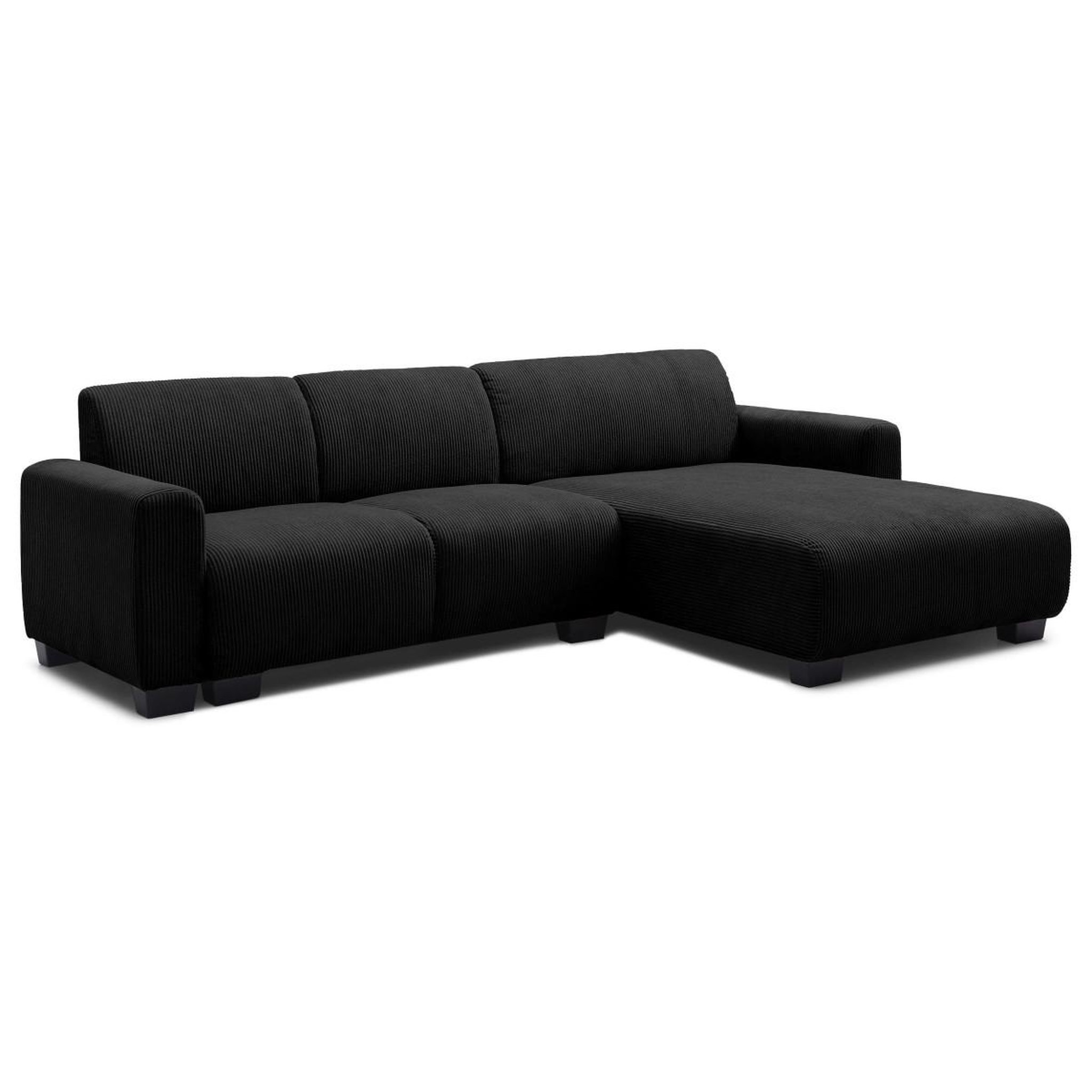 Voir la diapositive 2 : Paris Prix Canapé d'angle réversible en velours côtelé  leo  292cm noir