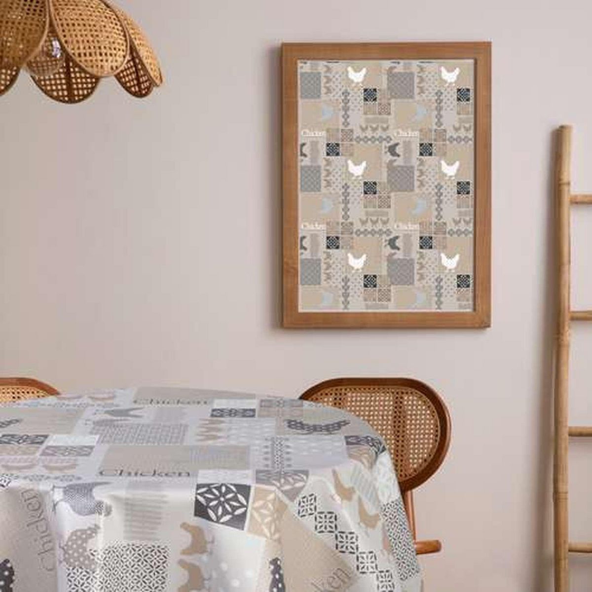 TOILINUX Nappe en toile cirée ronde Baco - Diam. 150 cm - Taupe