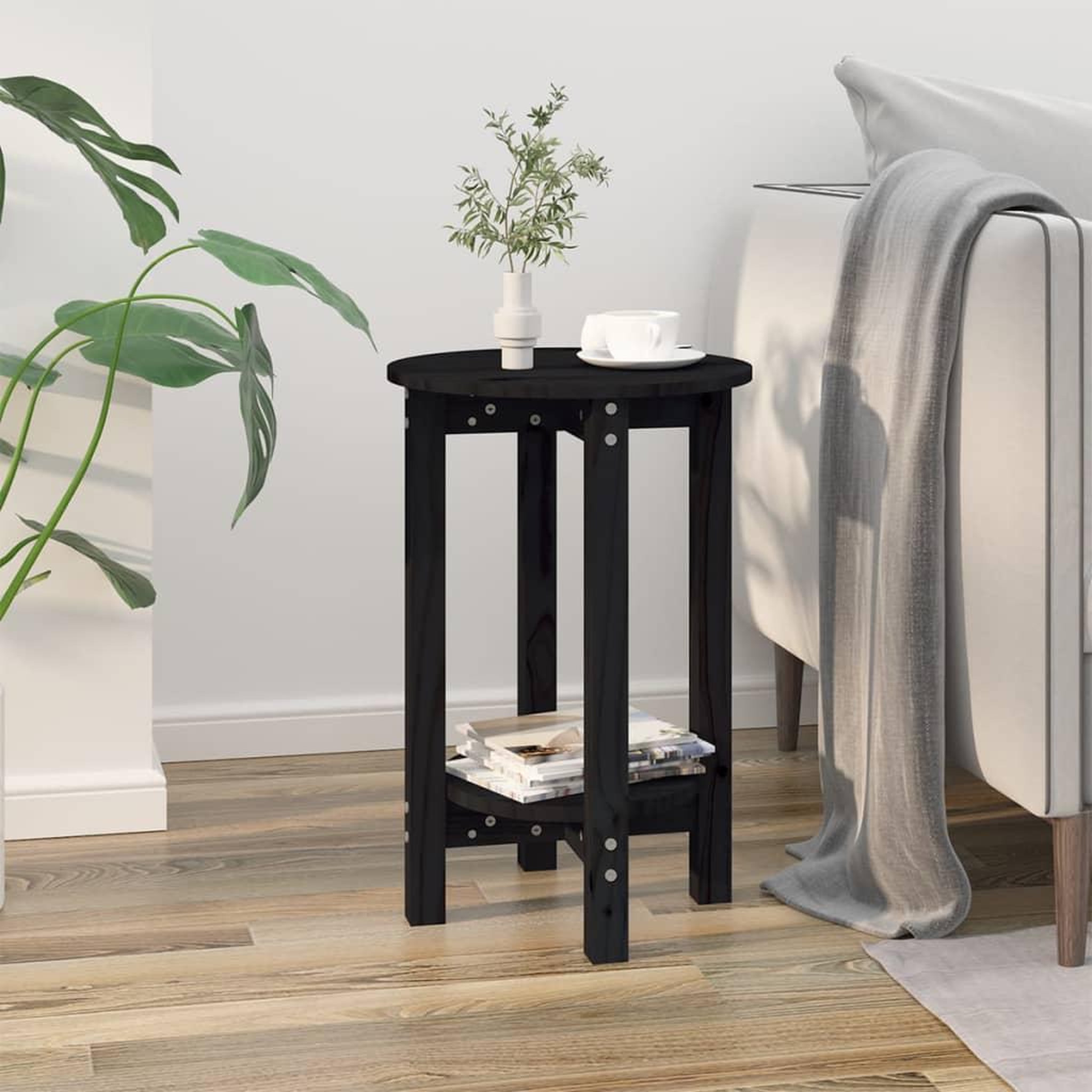 Voir la diapositive 1 : VIDAXL Table basse Noir Ø 40x60 cm Bois massif de pin