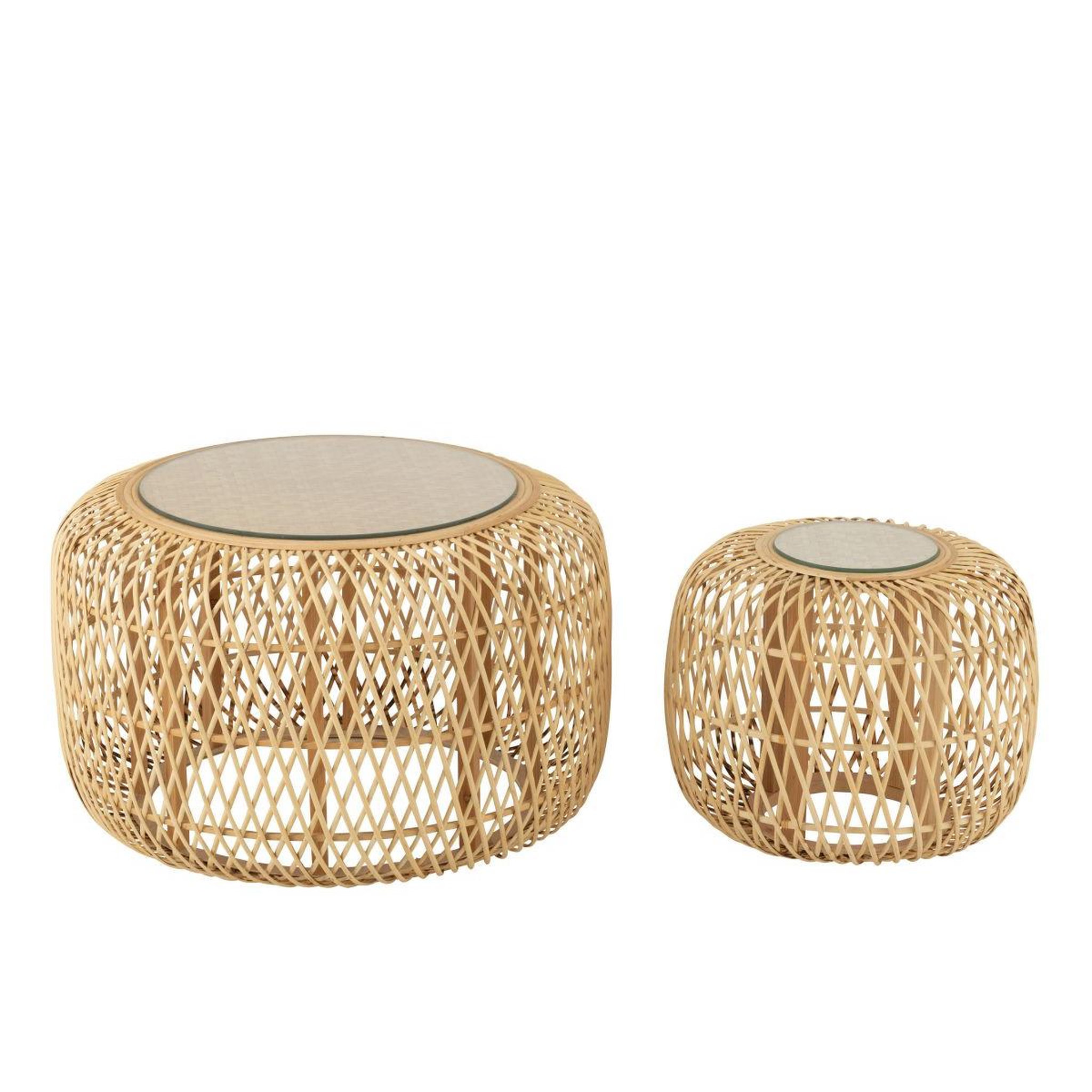 Voir la diapositive 2 : J-LINE Lot de 2 tables basses gigognes  africa  80cm naturel